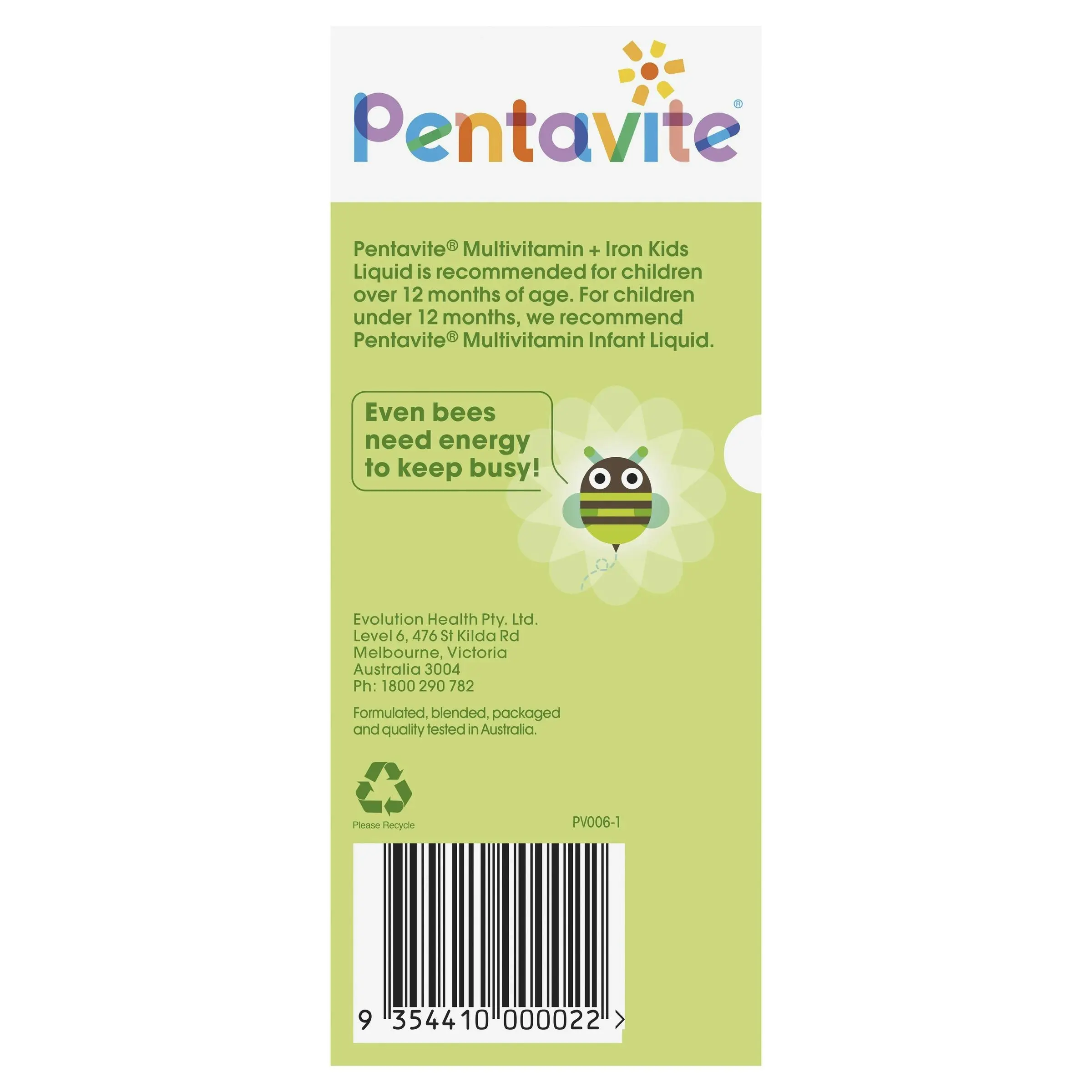 Pentavite Multivitamin + Iron Kids Liquid 200mL