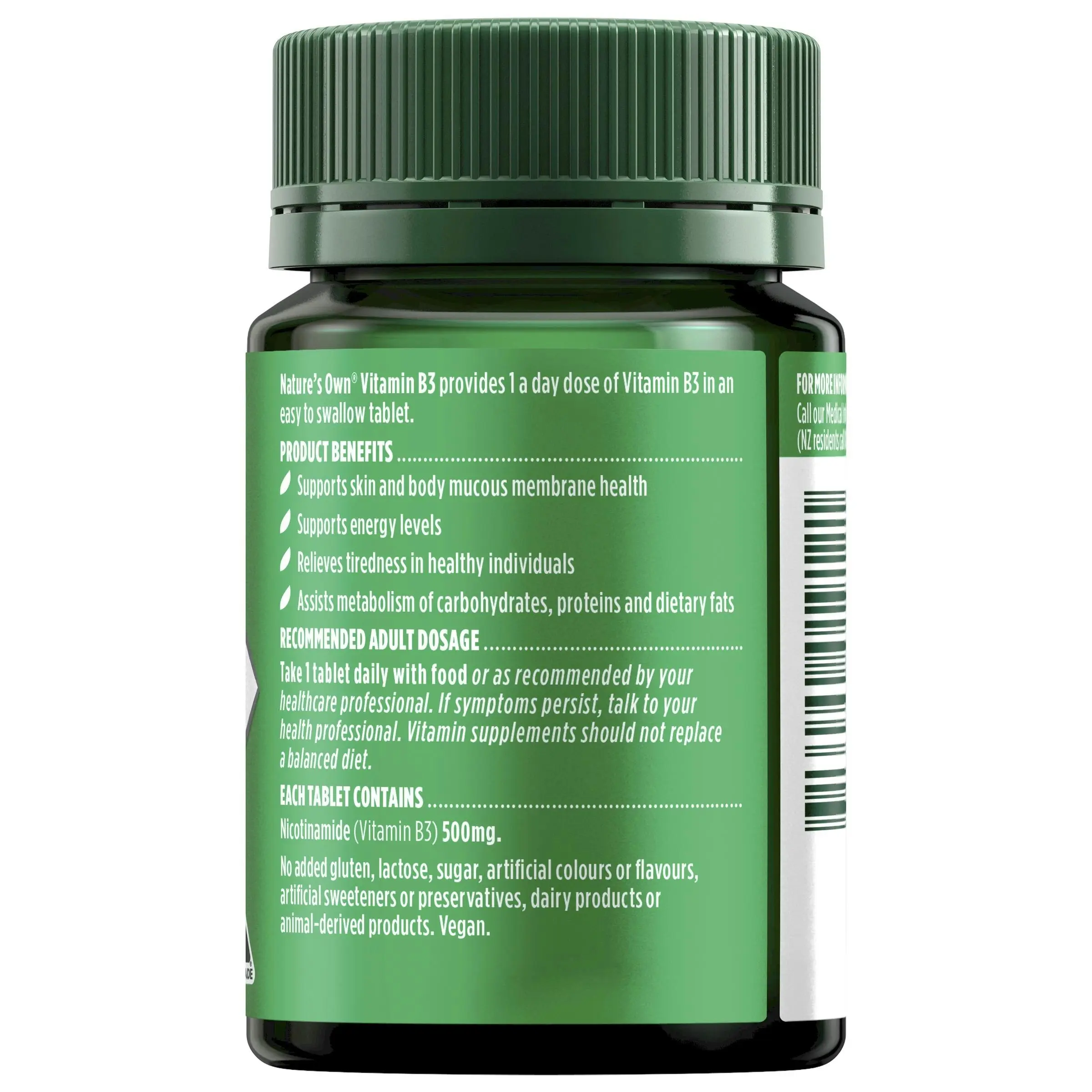 Nature’s Own Vitamin B3 500mg 60 Tablets