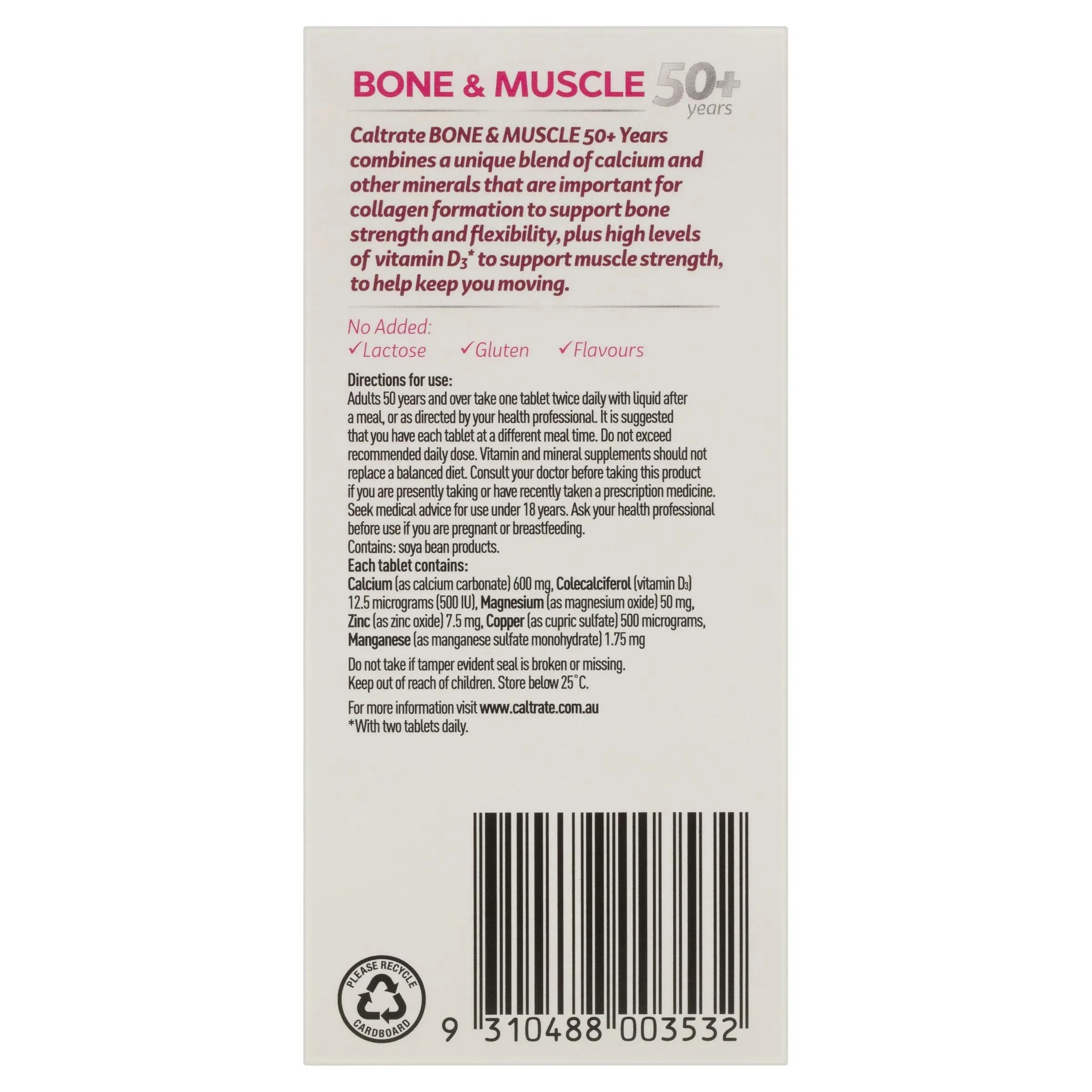 Caltrate Bone & Muscle 50+ Years 100 Tablets