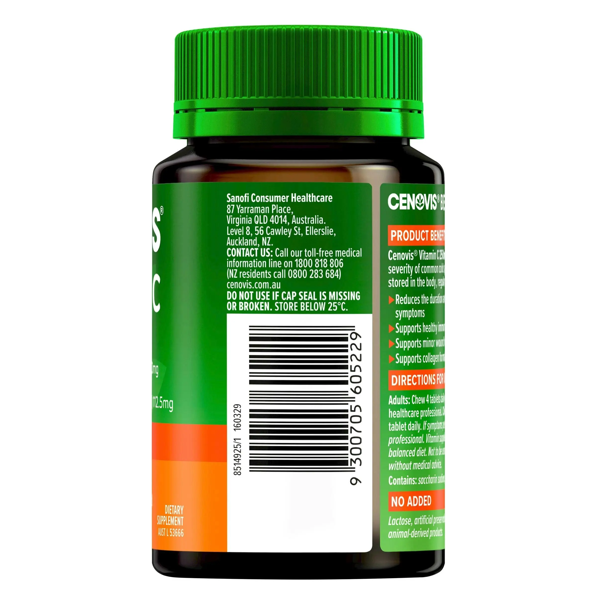 Cenovis Vitamin C 250mg Orange Flavour 150 Tablets