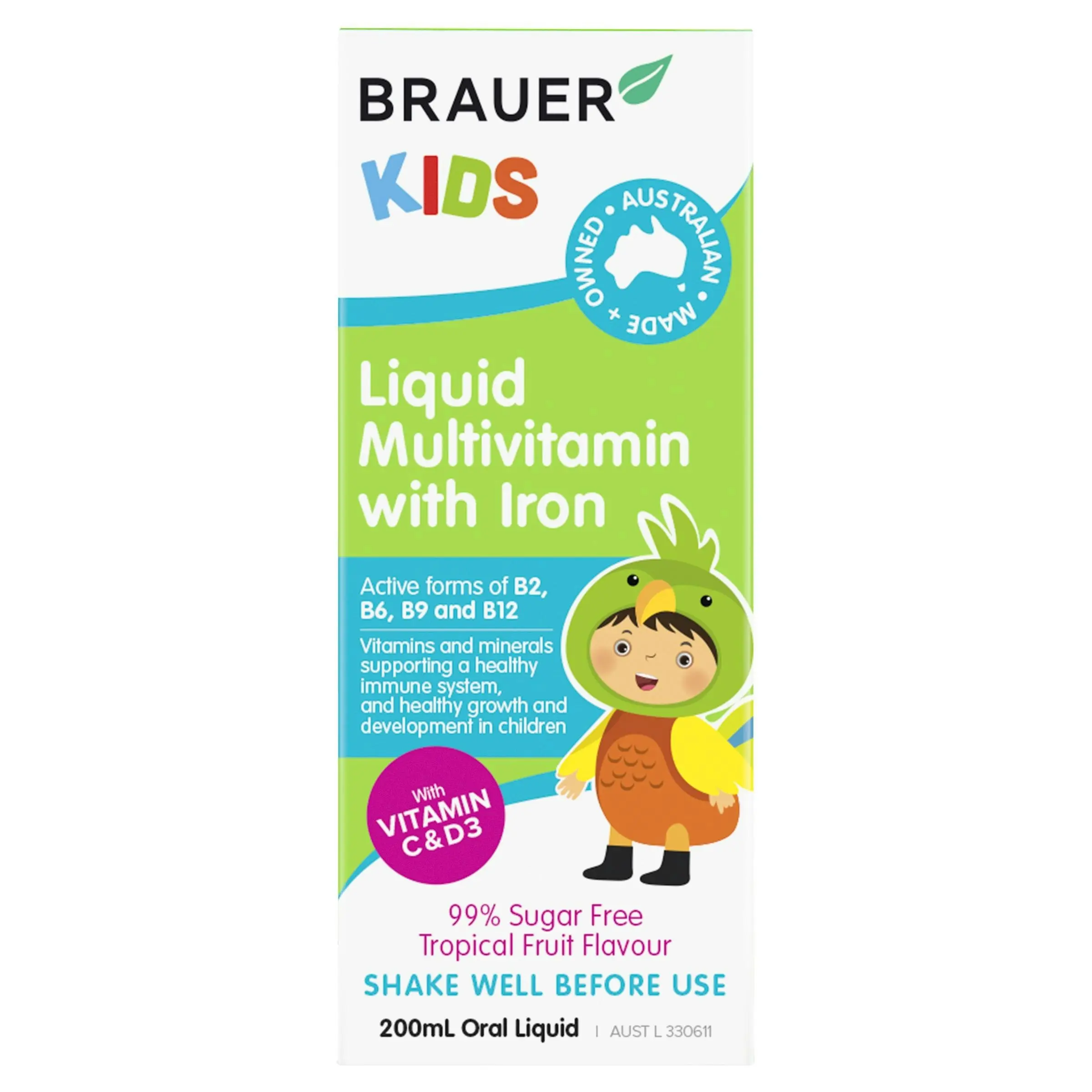 Brauer Baby & Kids Liquid Multivitamin with Iron 200mL