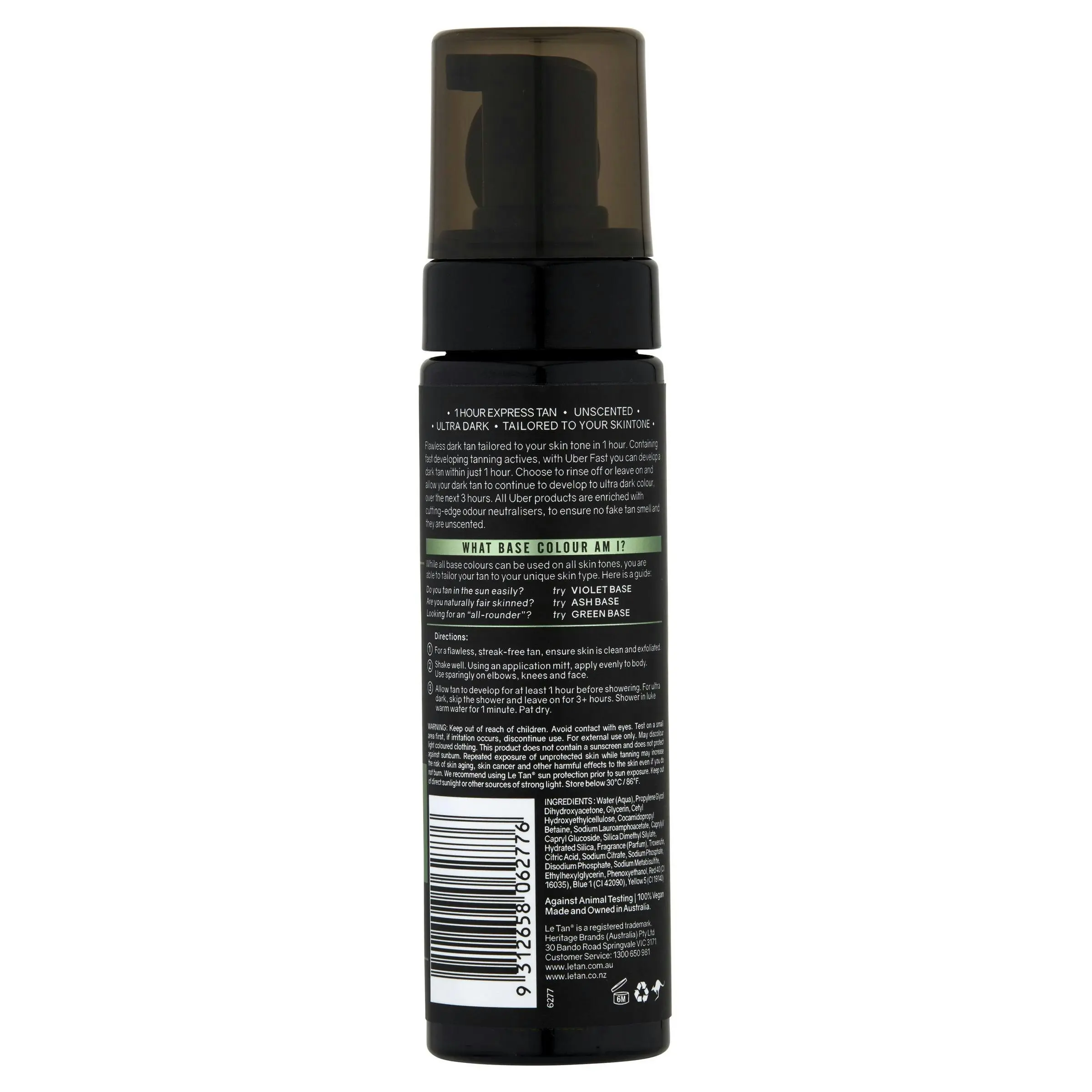 Le Tan Uber Fast Self Tanning Foam Green Base 200mL