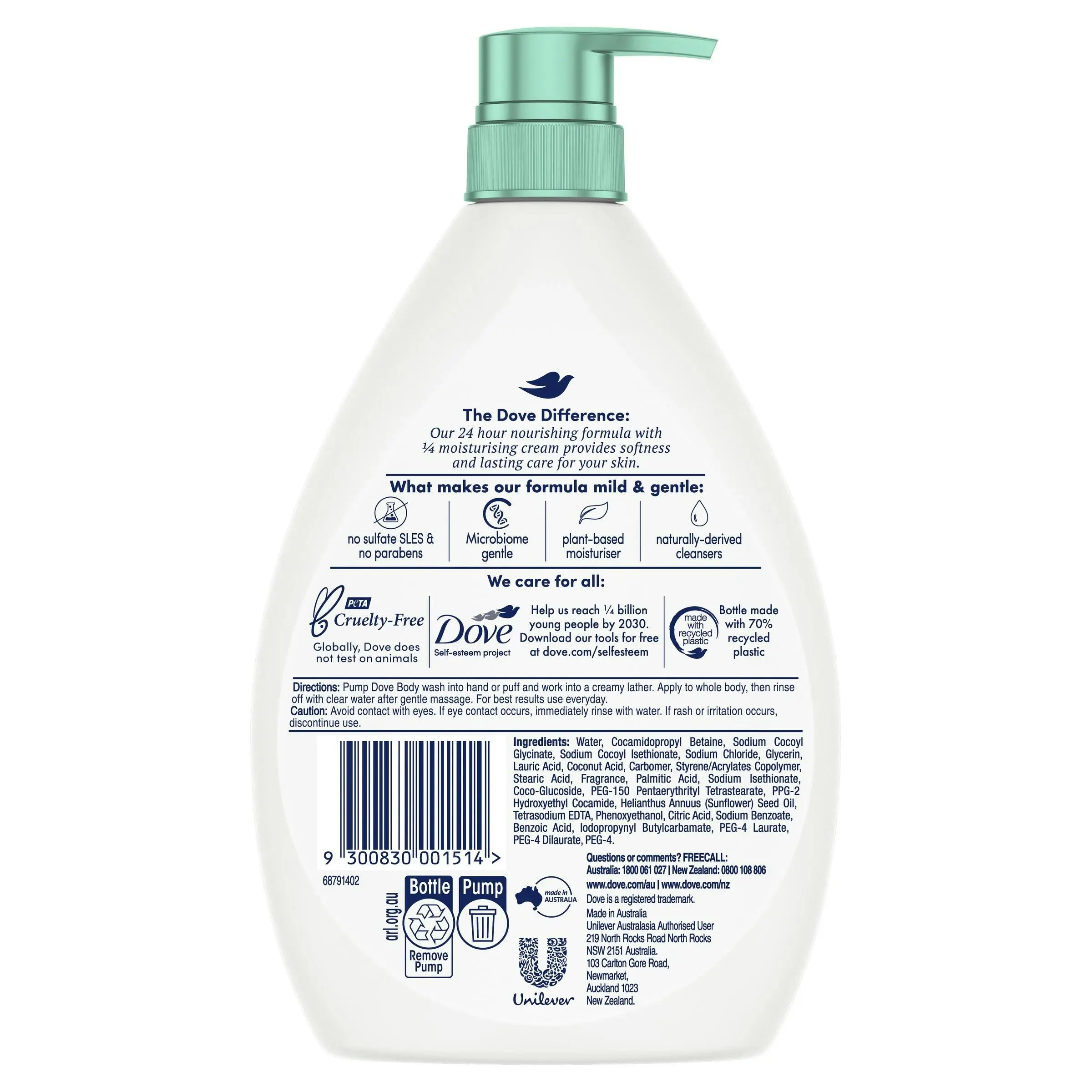 Dove Sensitive Body Wash 1L