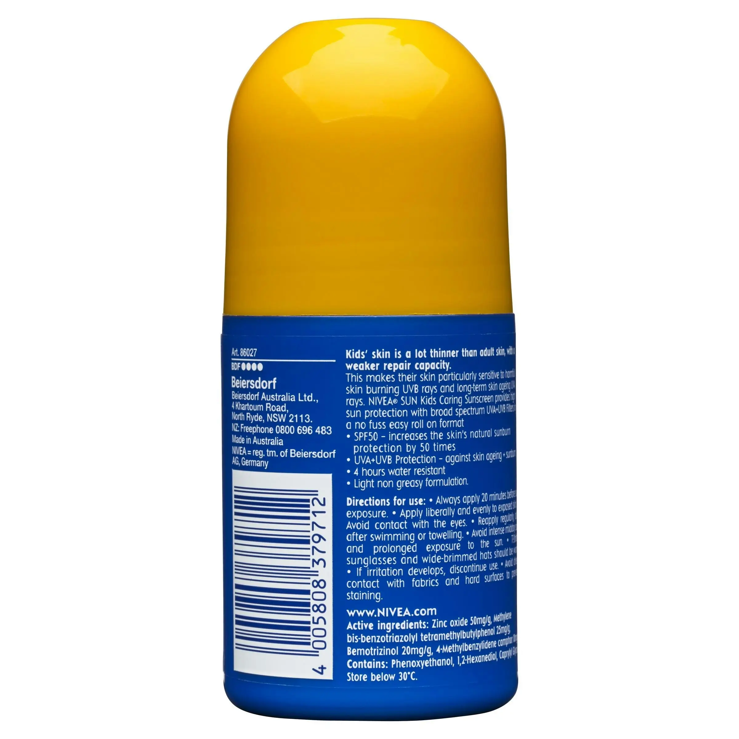 Nivea Kids Caring Roll On Sun Lotion SPF50+ 65mL