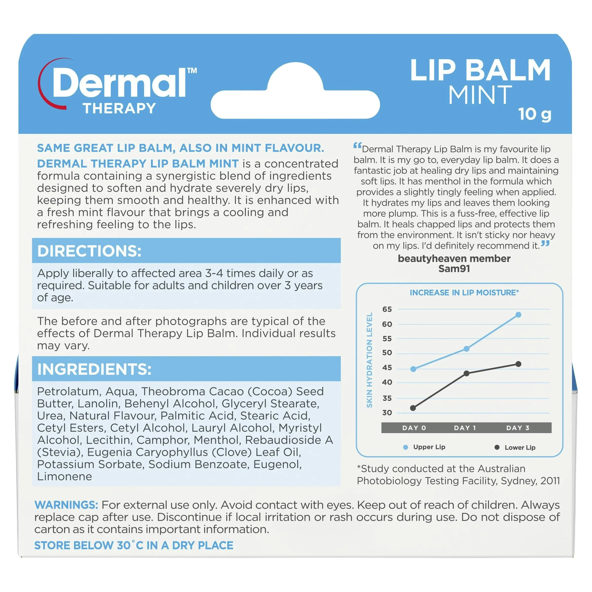 Dermal Therapy Lip Balm Mint 10g