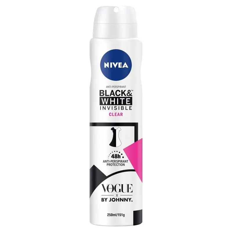 Nivea Invisible Black & White Clear Aerosol Deodorant 250mL