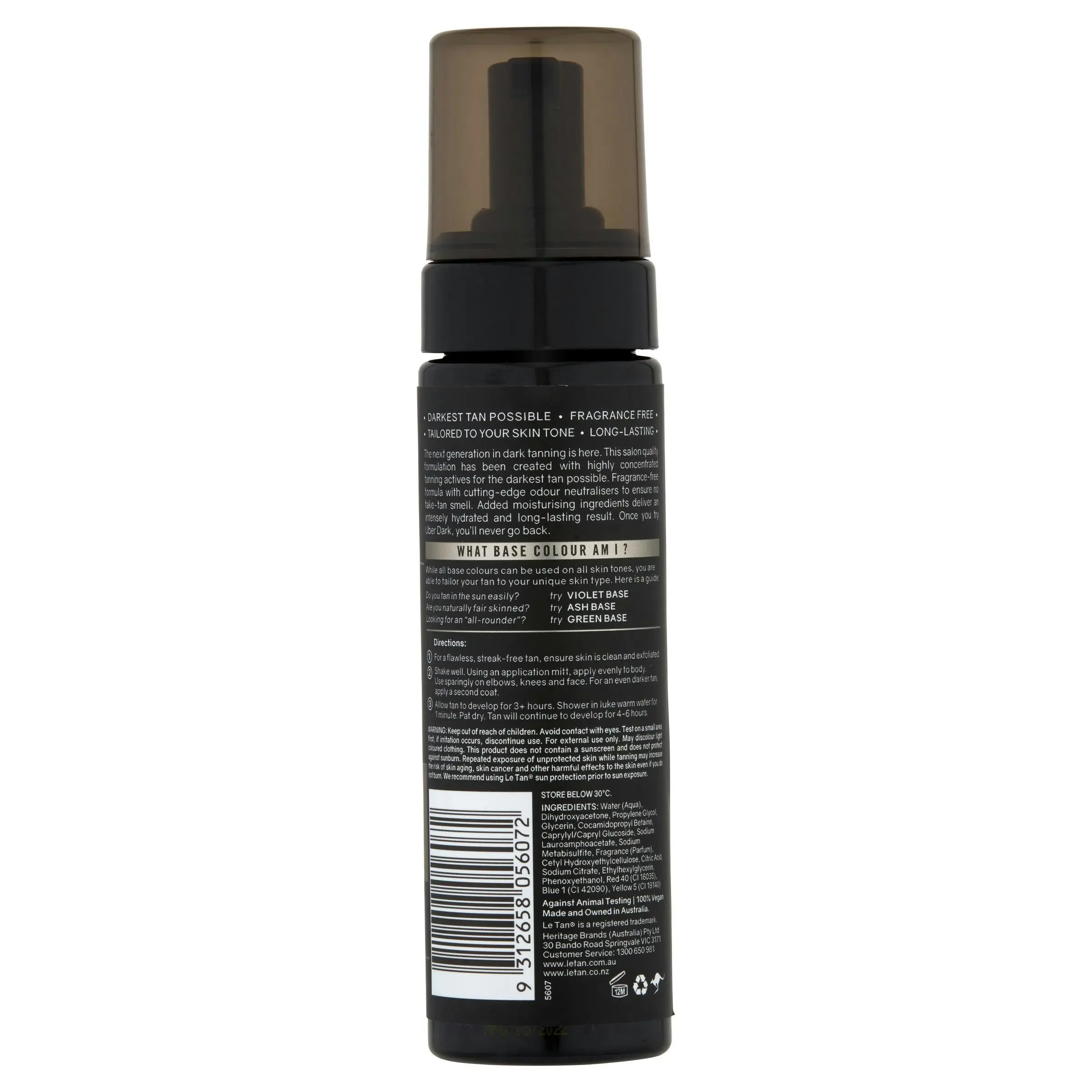 Le Tan Uber Dark Self Tanning Foam Ash Base 200mL