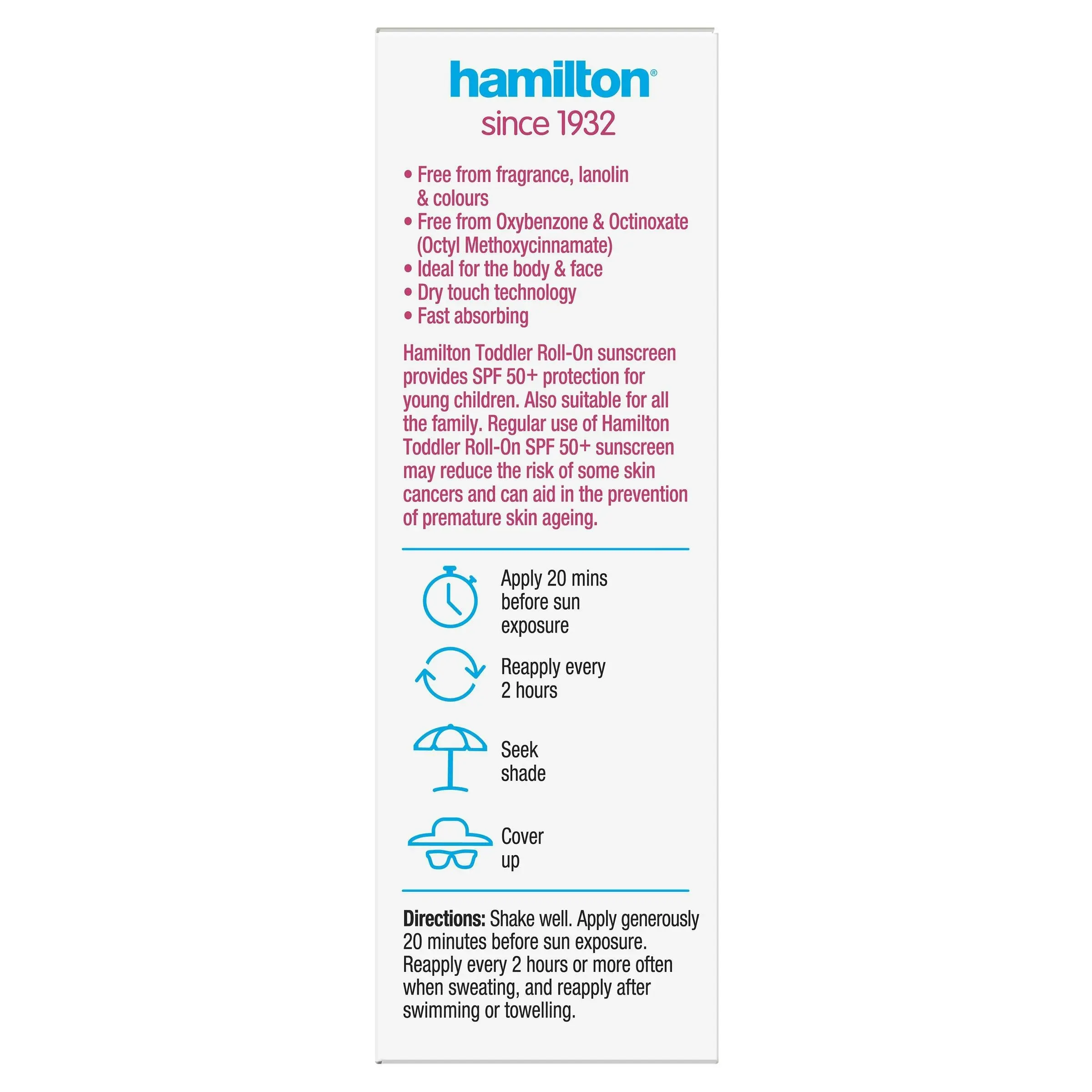 Hamilton Sun Toddler Roll On SPF50+ 50mL