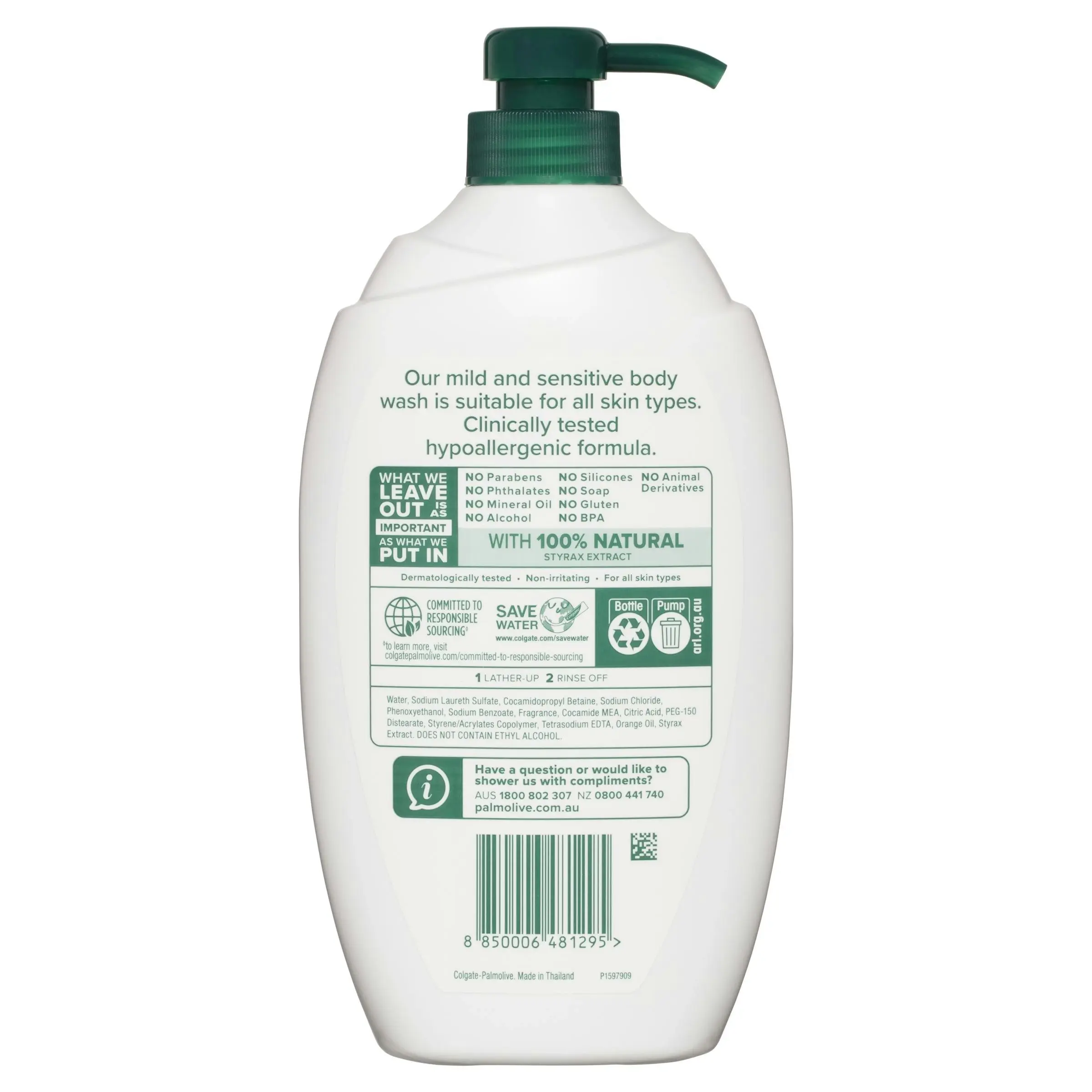 Palmolive Mild & Sensitive Body Wash 1L