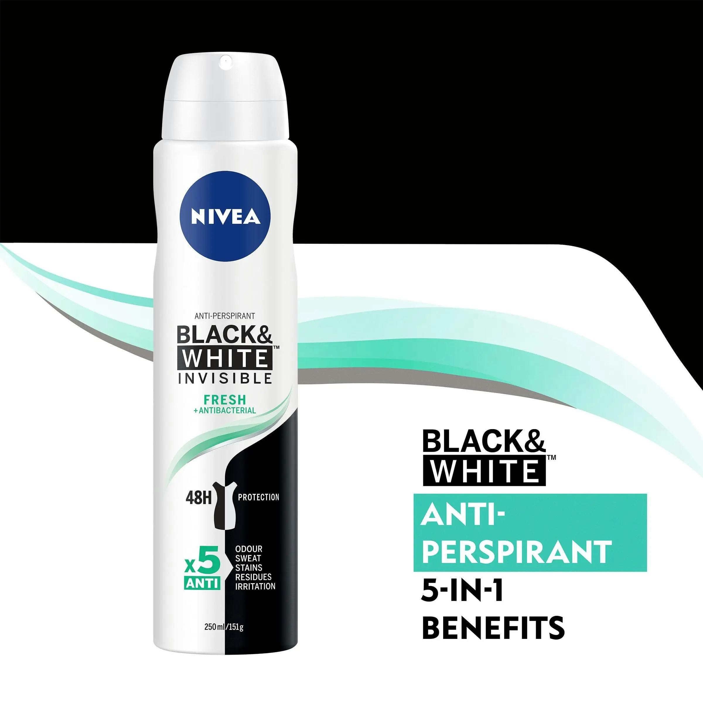 Nivea Invisible for Black & White Fresh Aerosol Deoderant 250mL