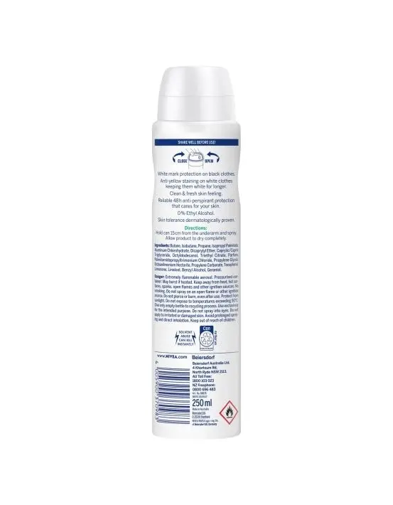 Nivea Invisible for Black & White Fresh Aerosol Deoderant 250mL