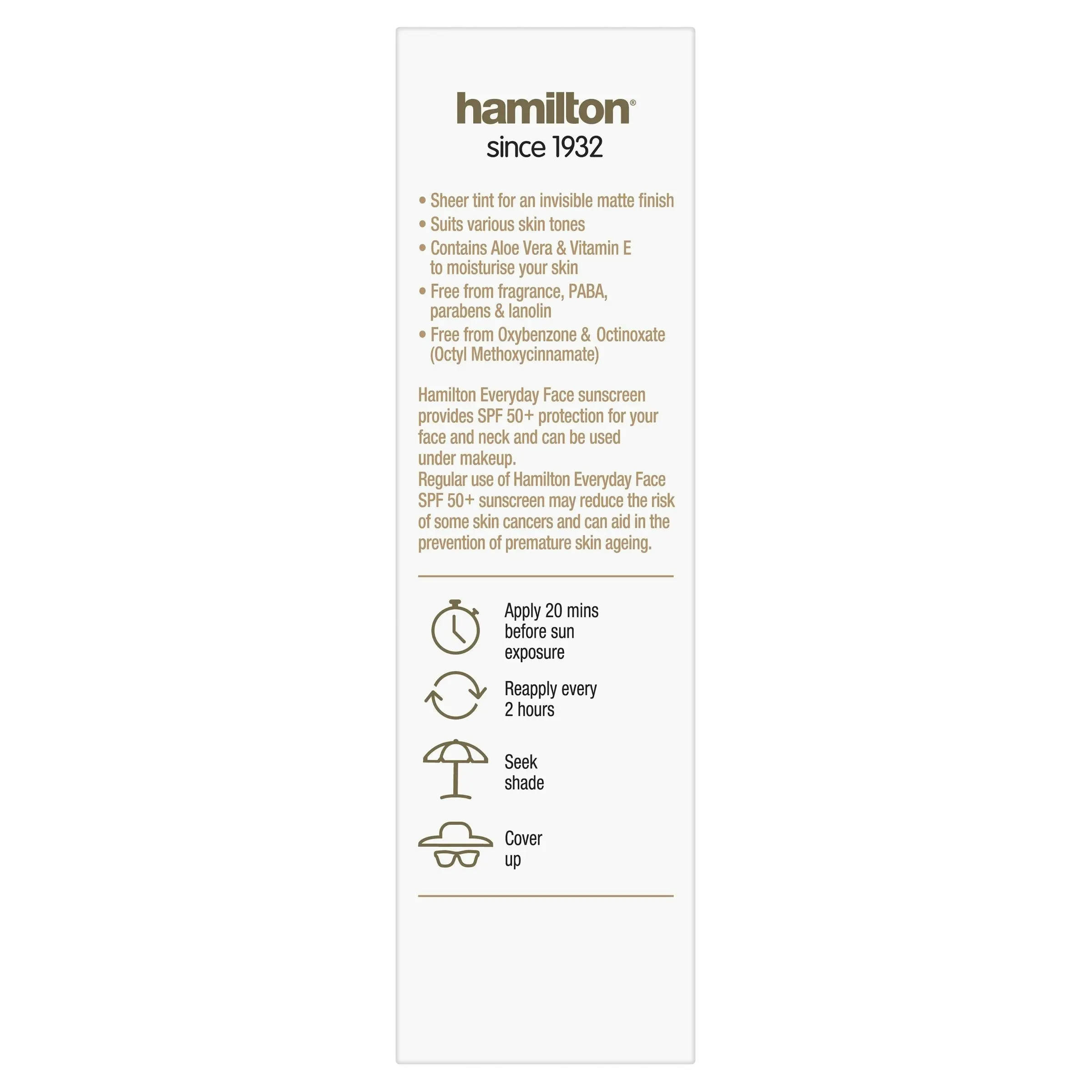 Hamilton Sun Everyday Face Cream SPF 50+ 75g