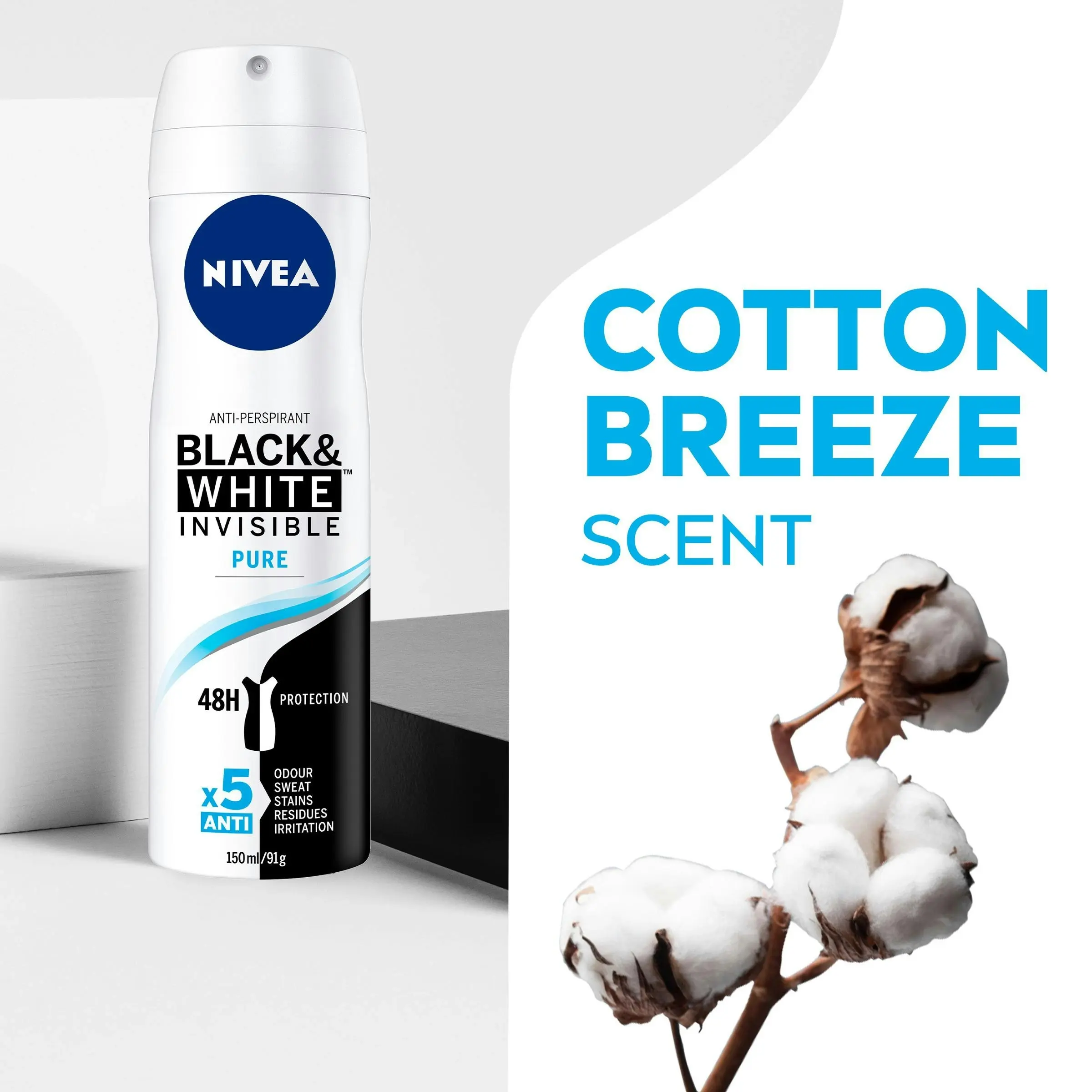 Nivea Invisible for Black & White Fresh Aerosol Deoderant 150mL