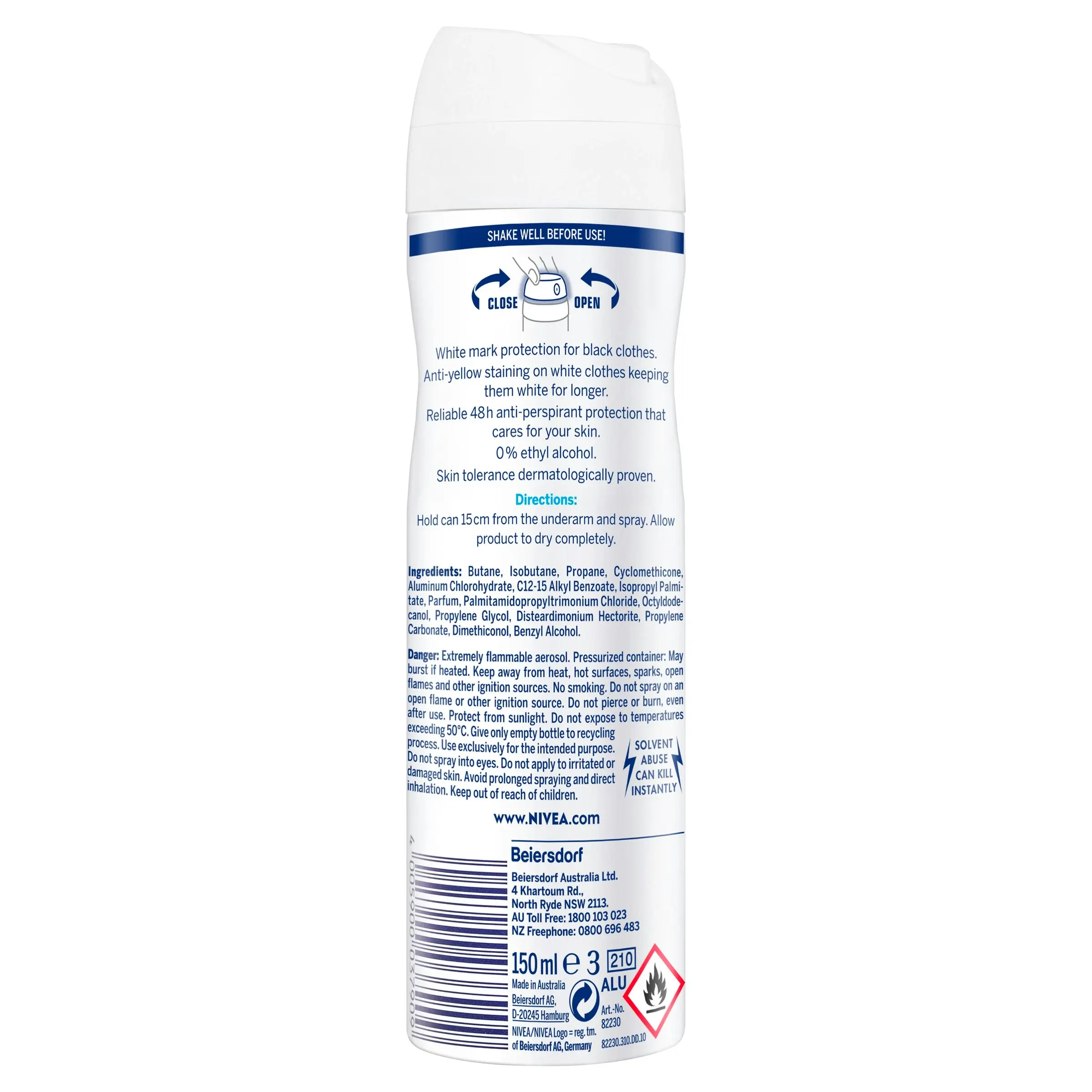 Nivea Invisible for Black & White Fresh Aerosol Deoderant 150mL