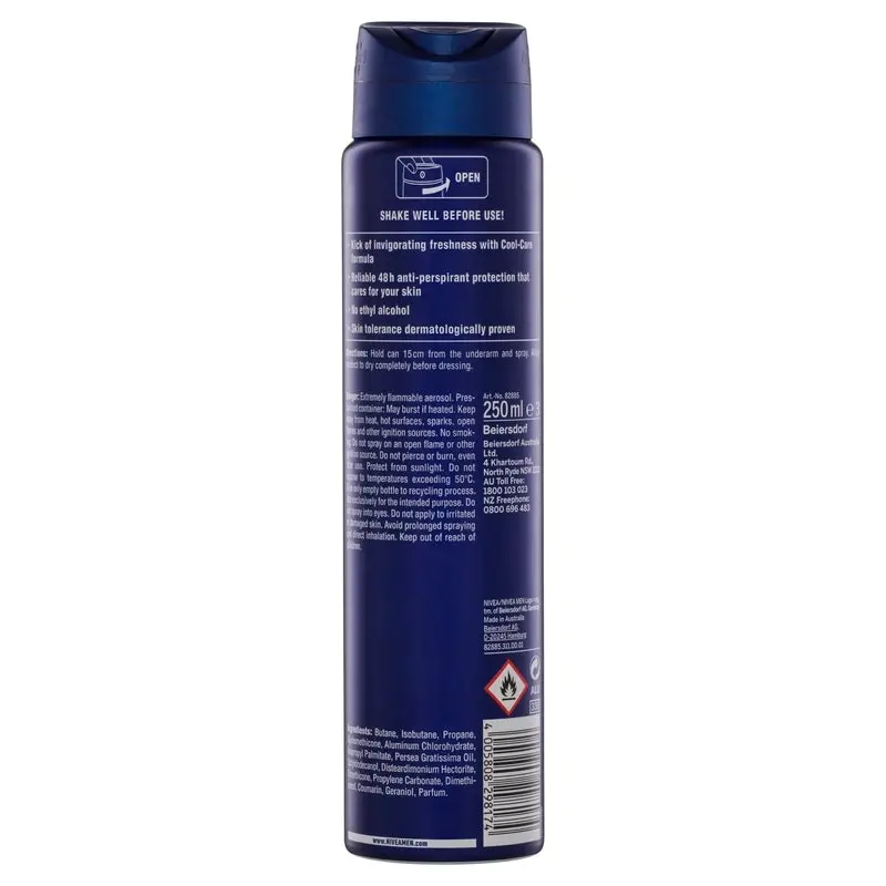 Nivea Deodorant Aerosol Men Cool Kick 250mL