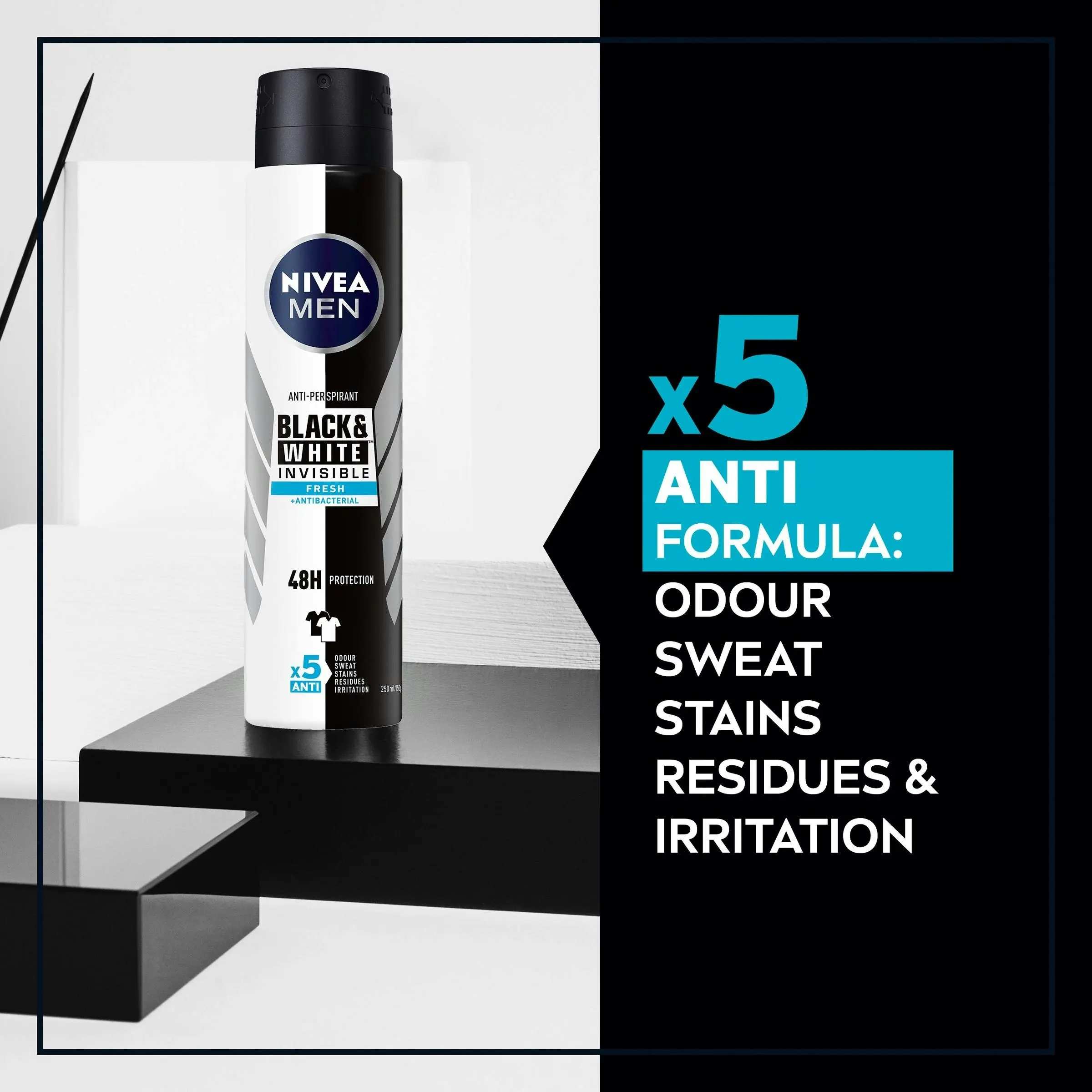 Nivea Men Invisible for Black and White Fresh Aerosol Deoderant 250mL