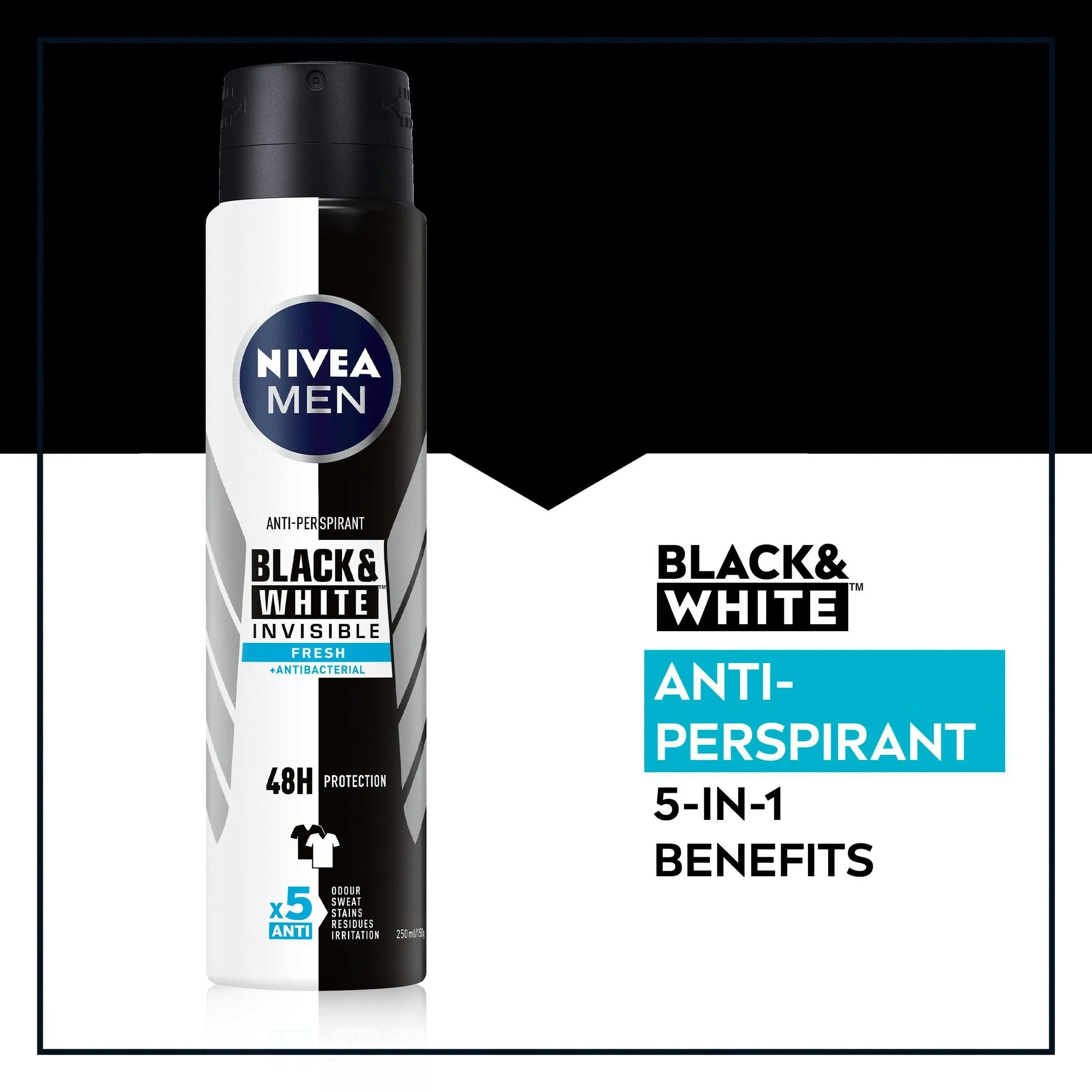 Nivea Men Invisible for Black and White Fresh Aerosol Deoderant 250mL