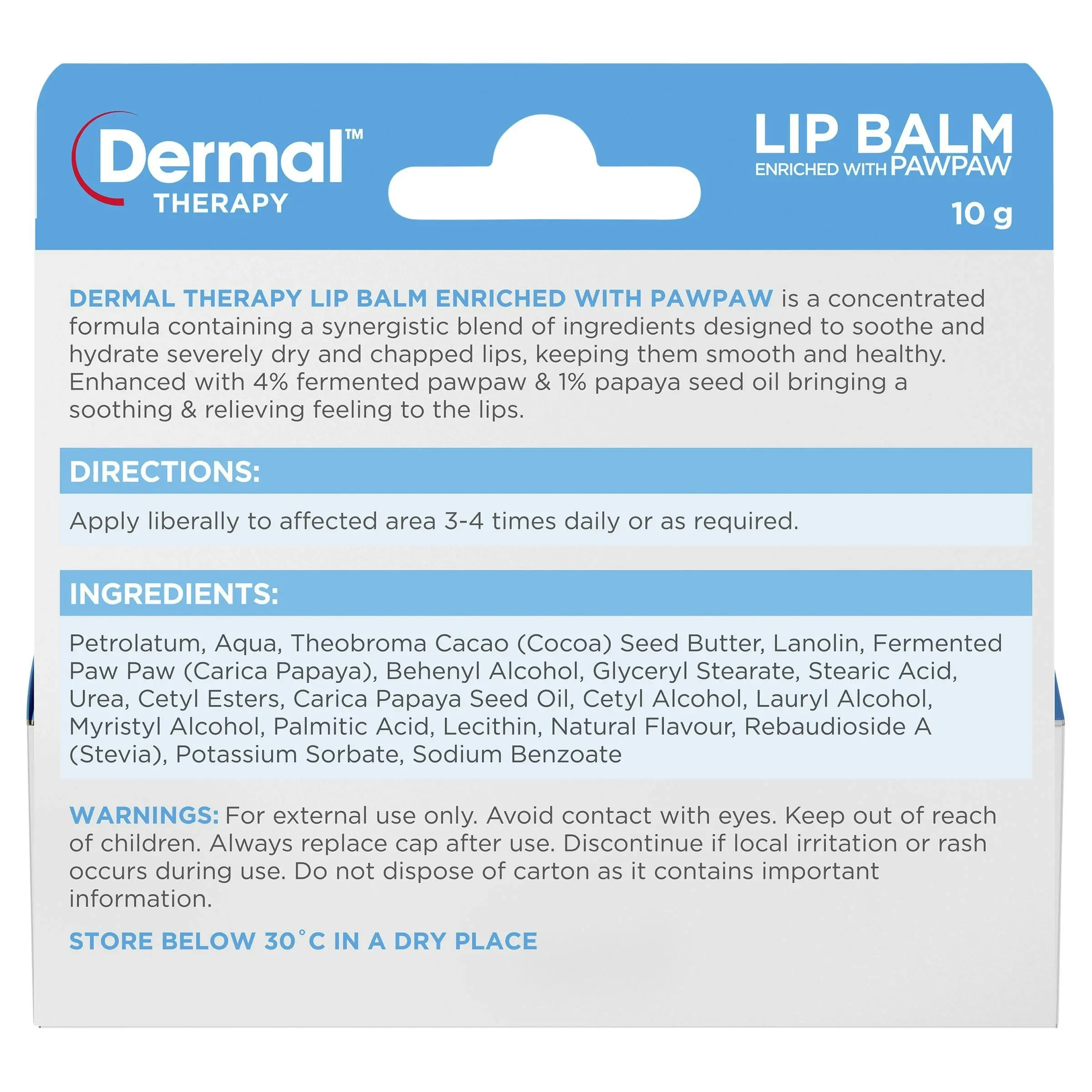 Dermal Thearpy Lip Balm Paw Paw 10G