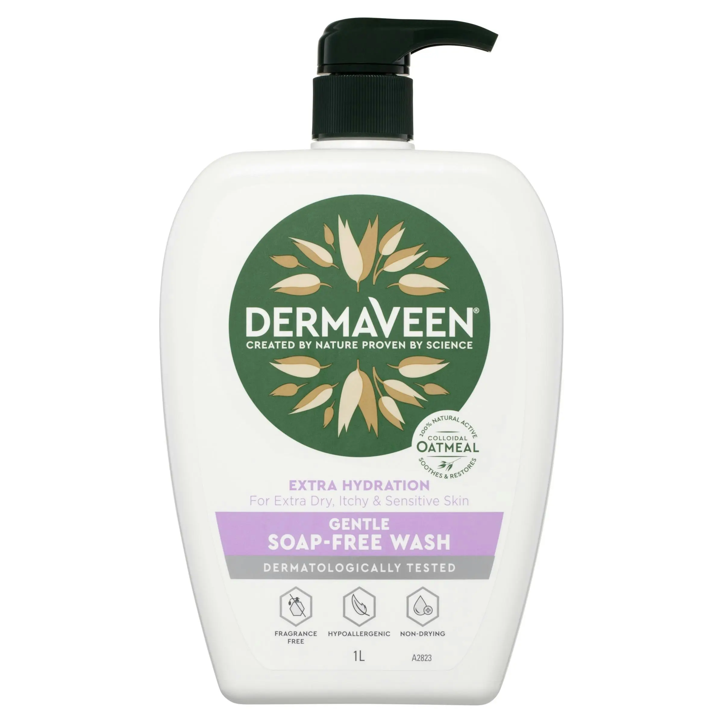 DermaVeen Extra Hydration Gentle Soap-Free Wash for Extra Dry, Itchy & Sensitive Skin 1L