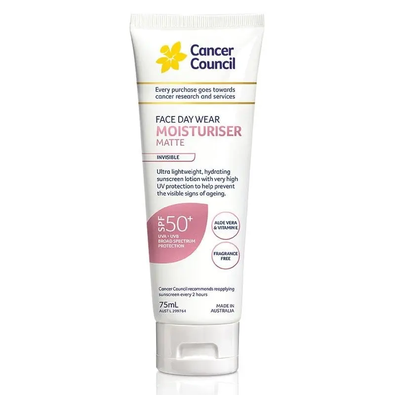 Cancer Council Face Day Wear Invisible Moisturiser Matte SPF50+ 75mL