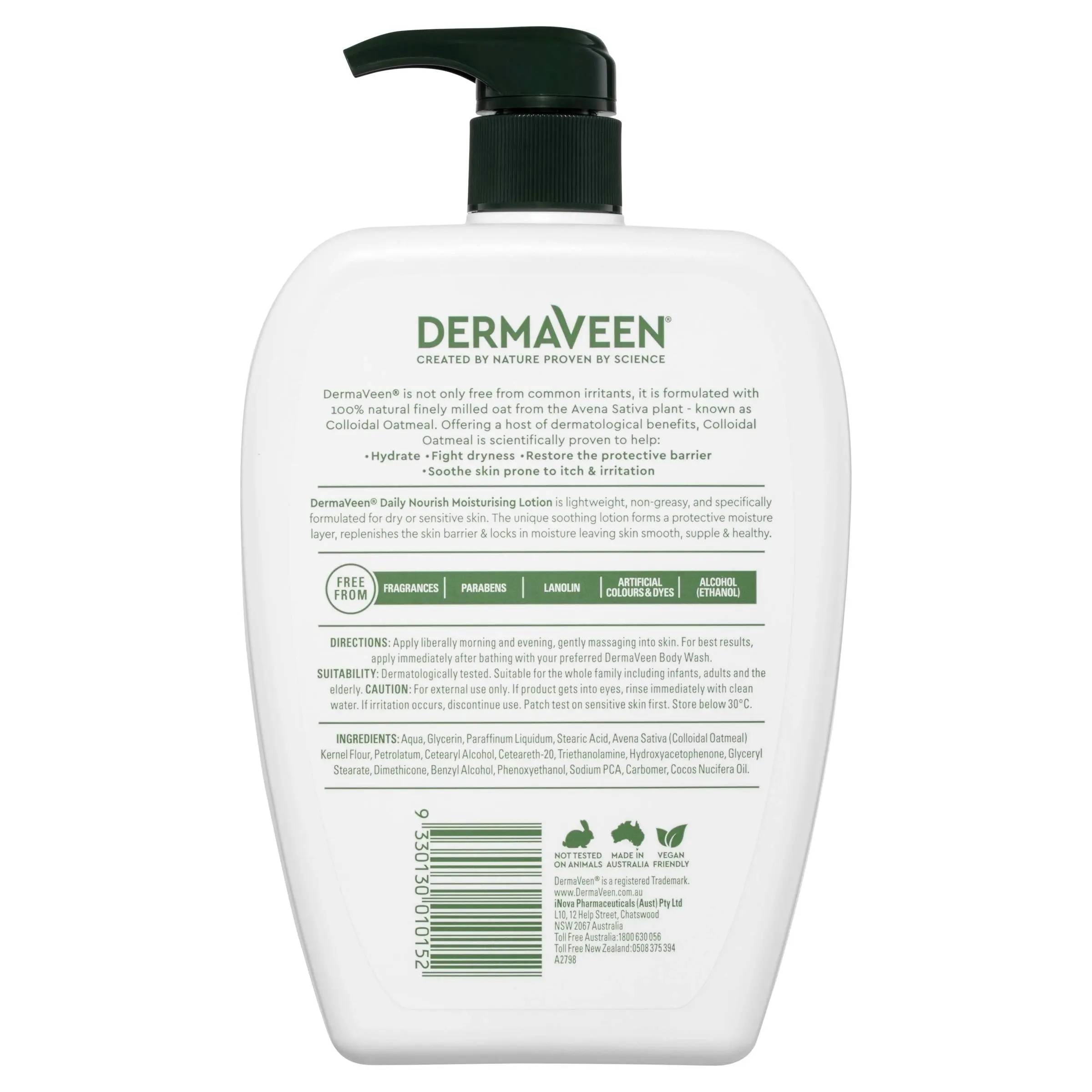 DermaVeen Daily Nourish Moisturising Lotion for Dry & Sensitive Skin 1L