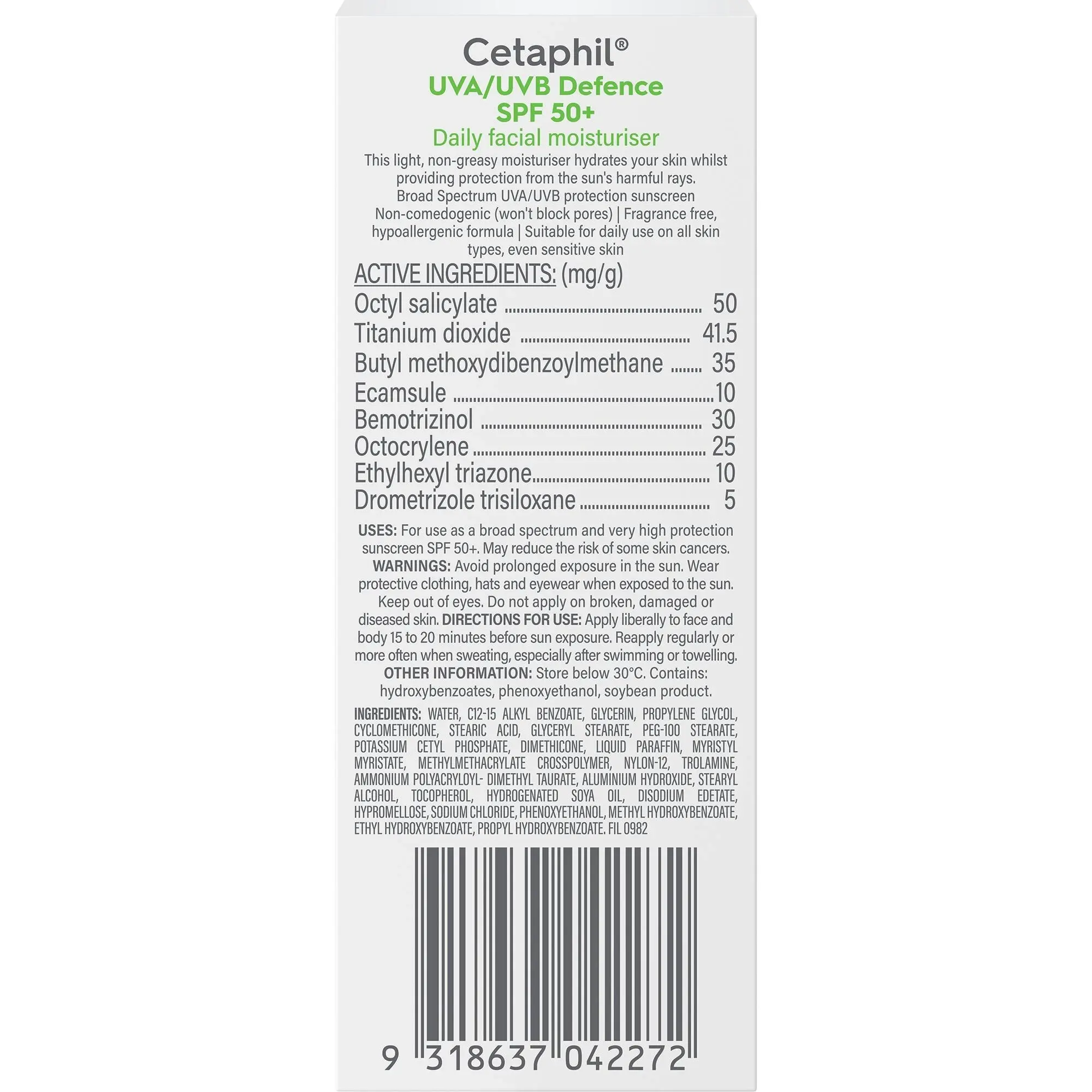 Cetaphil UVA/UVB Defence SPF 50+ 50mL