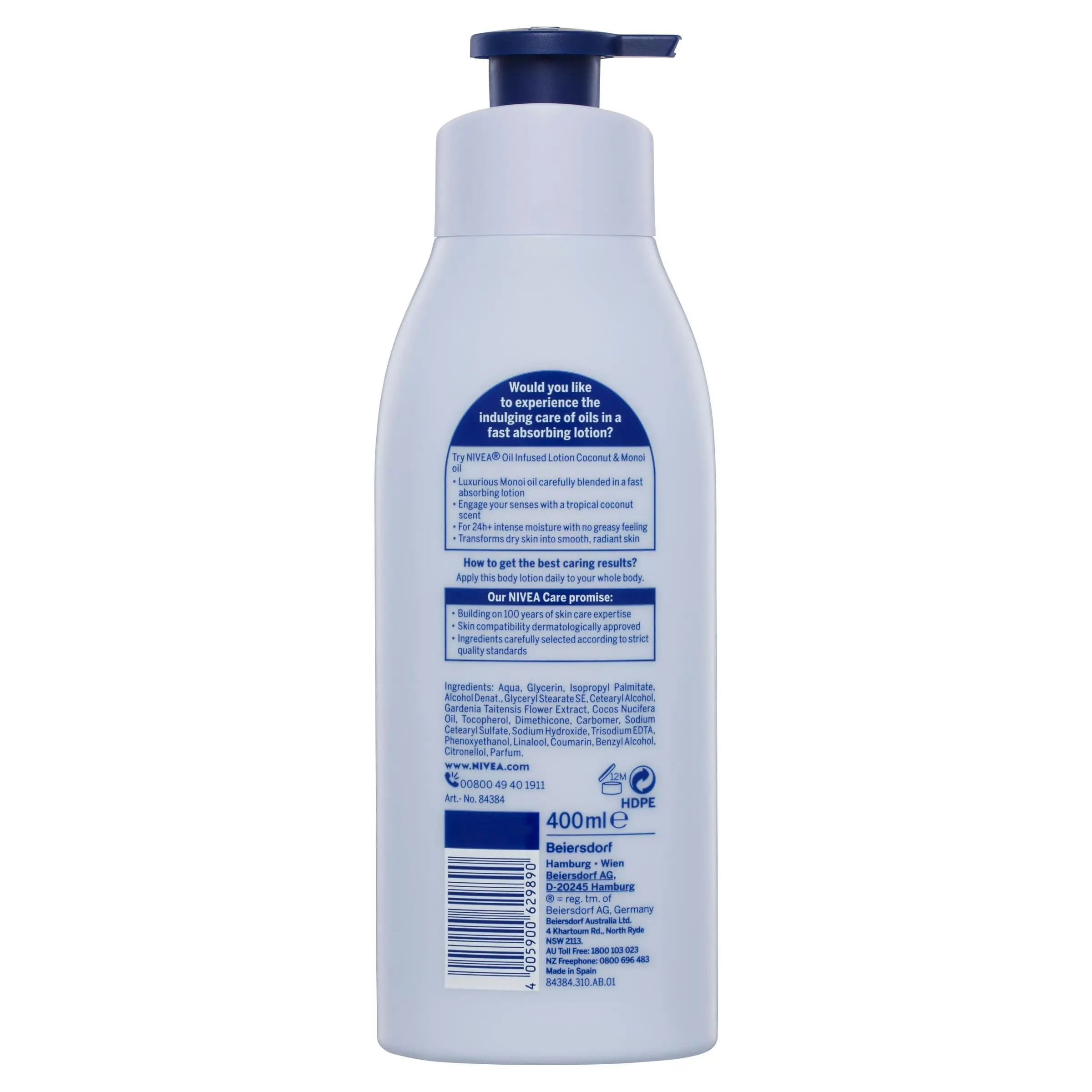 Nivea Body Oil In Lotion Coconut And Monoi Oil 400mL