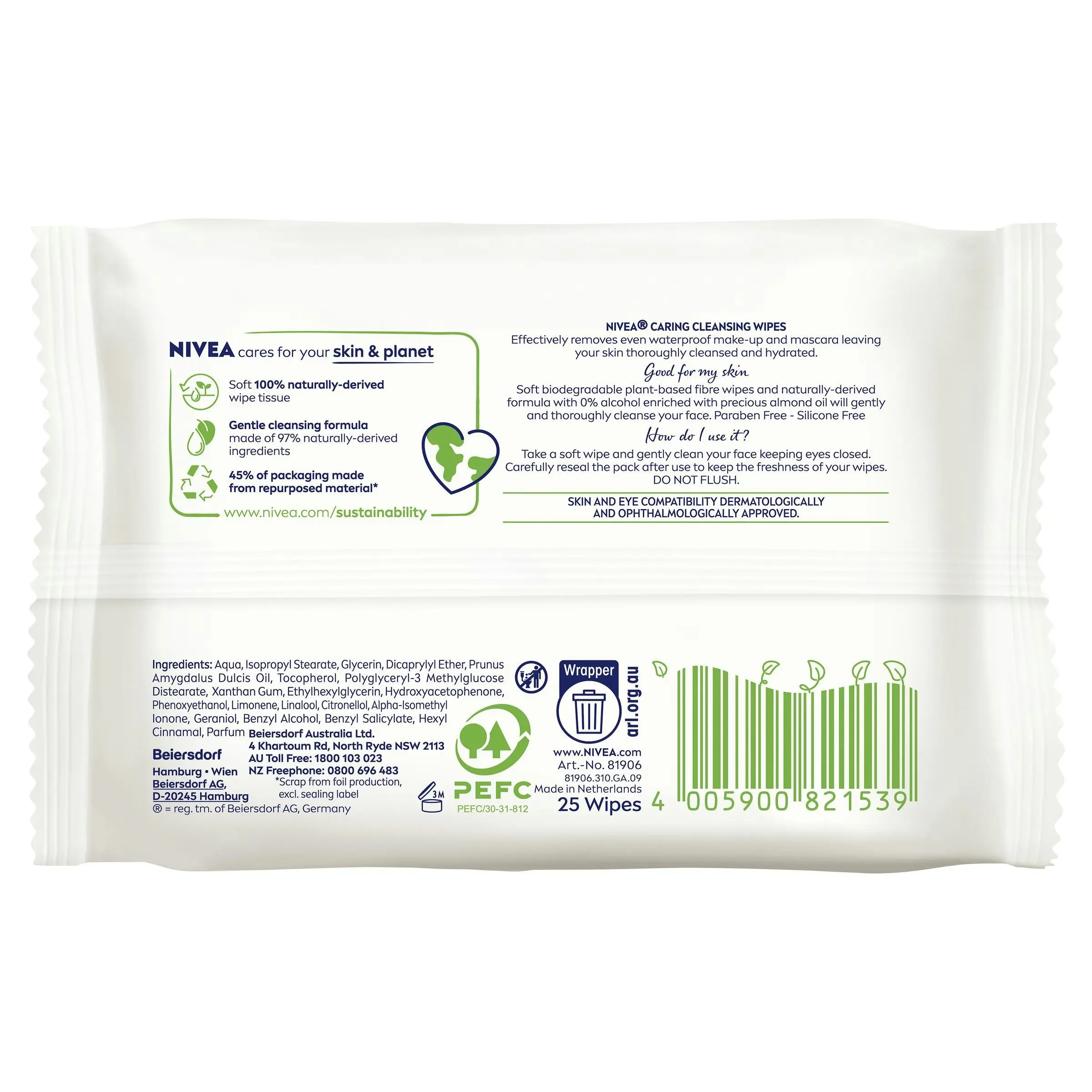 Nivea Daily Essentials Wipes Gentle 25 Pack