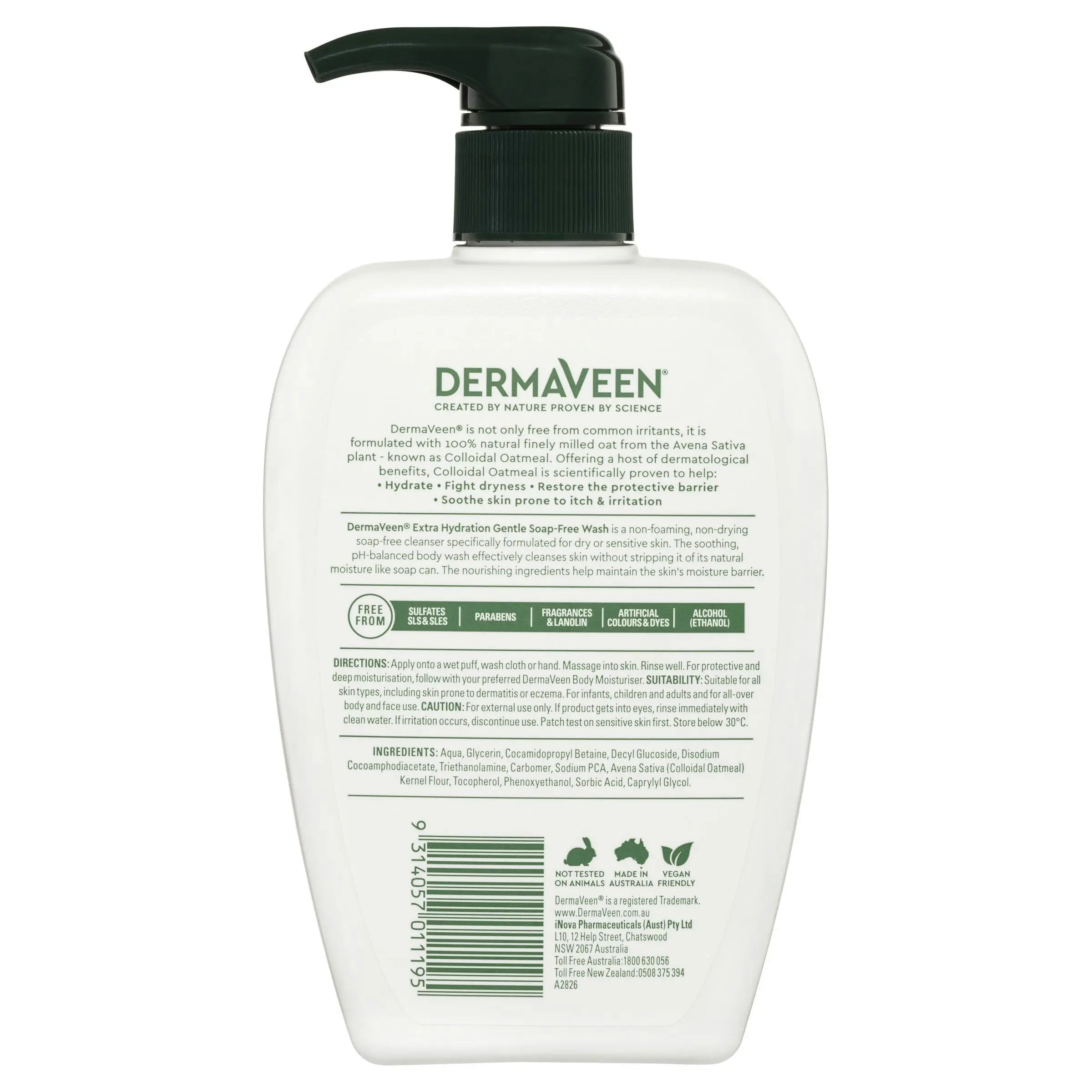 DermaVeen Extra Hydration Gentle Soap-Free Wash 500mL