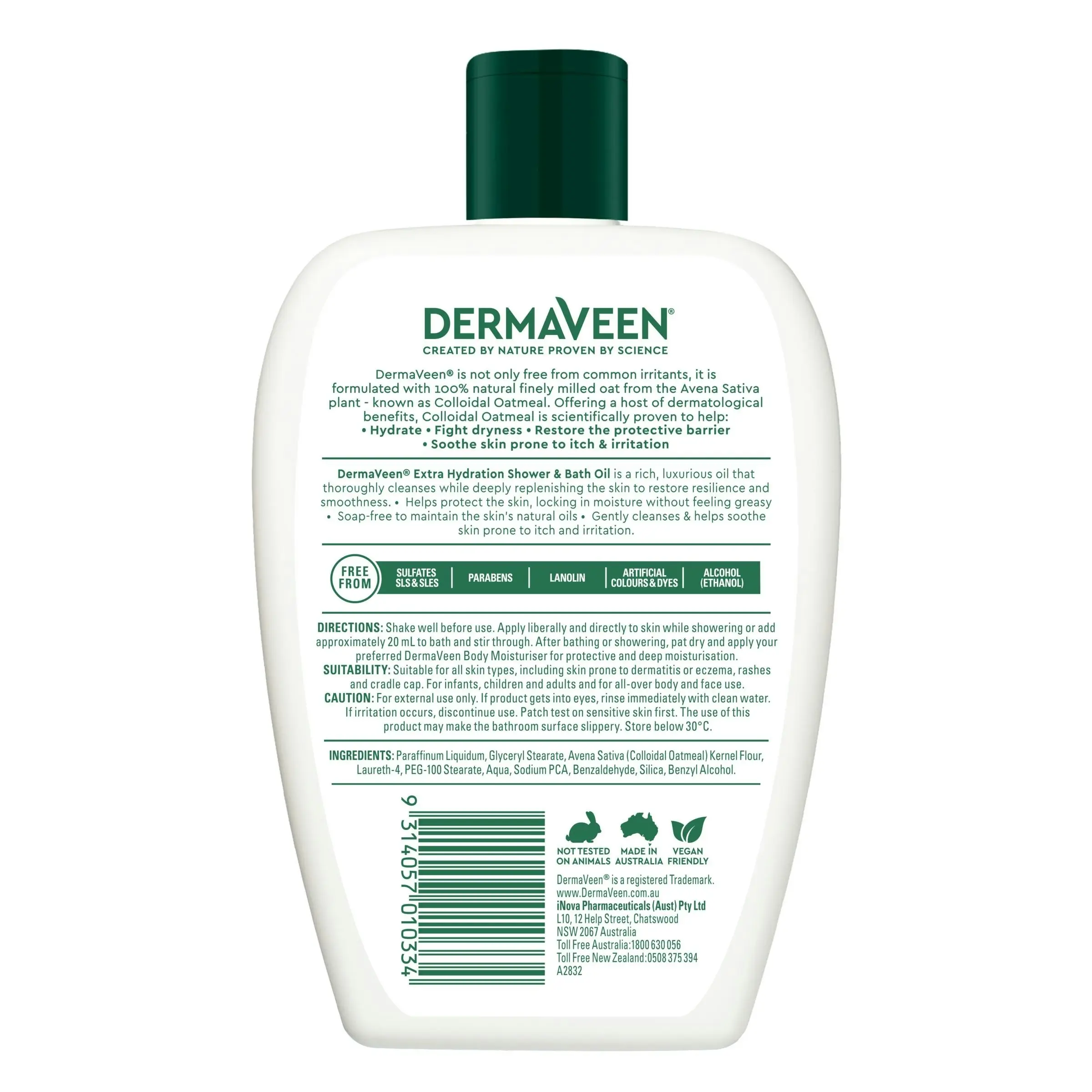 DermaVeen Extra Hydration Shower & Bath Oil 500mL