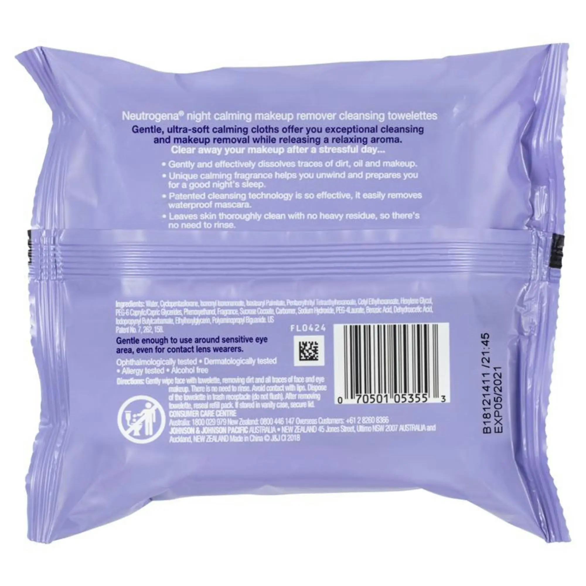 Neutrogena Night Calming Makeup Remover Cleansing Wipes 25 Pack