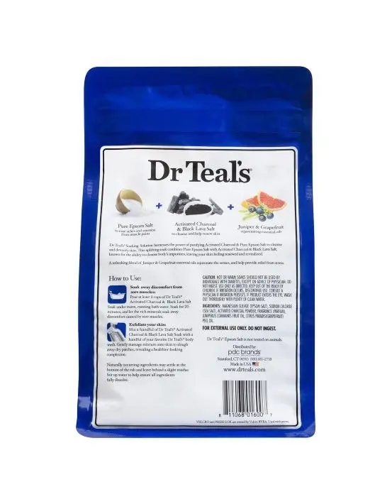 Dr Teal's Epsom Salt Activated Charcoal 1.36kg