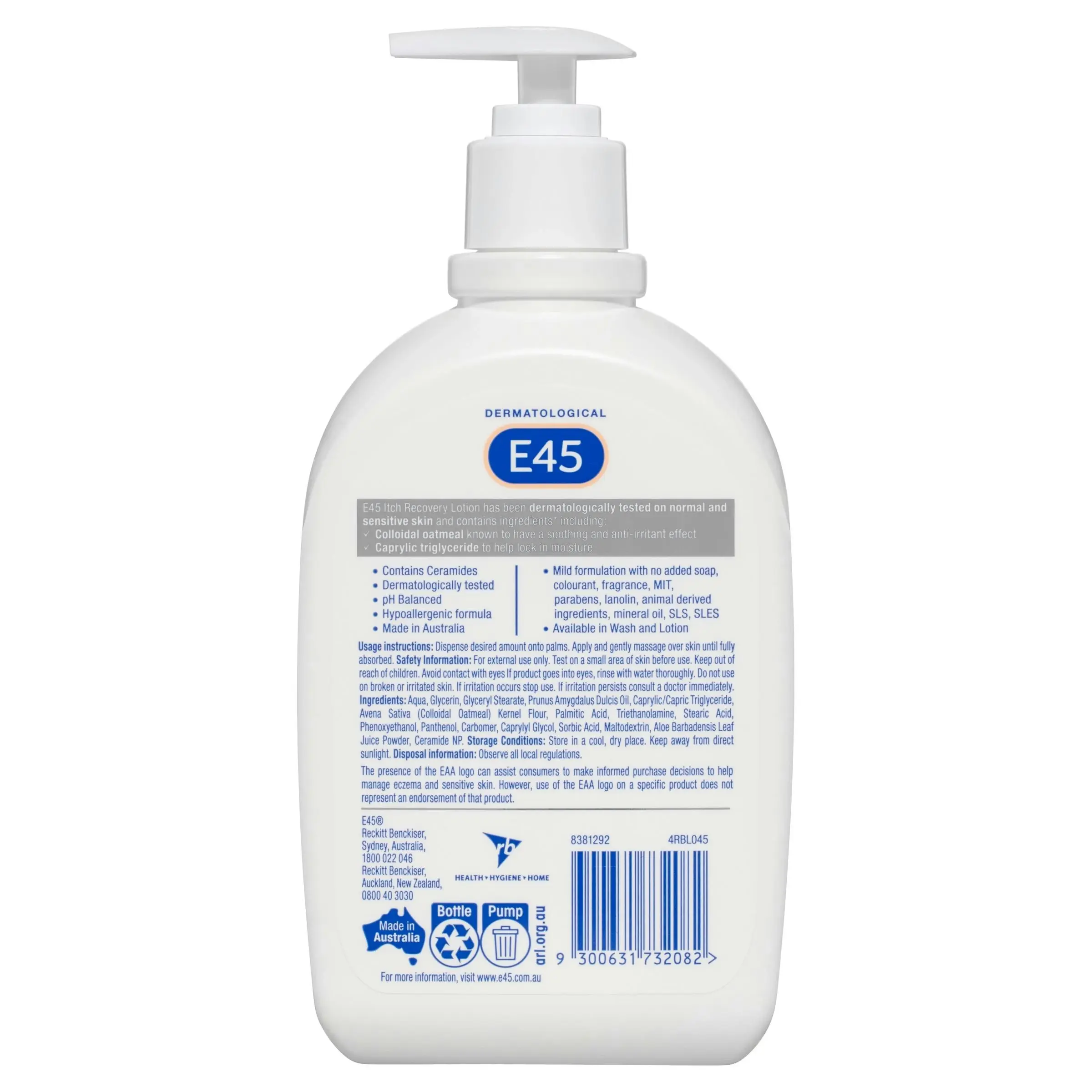 E45 Itch Recovery Moisturising Lotion 500mL