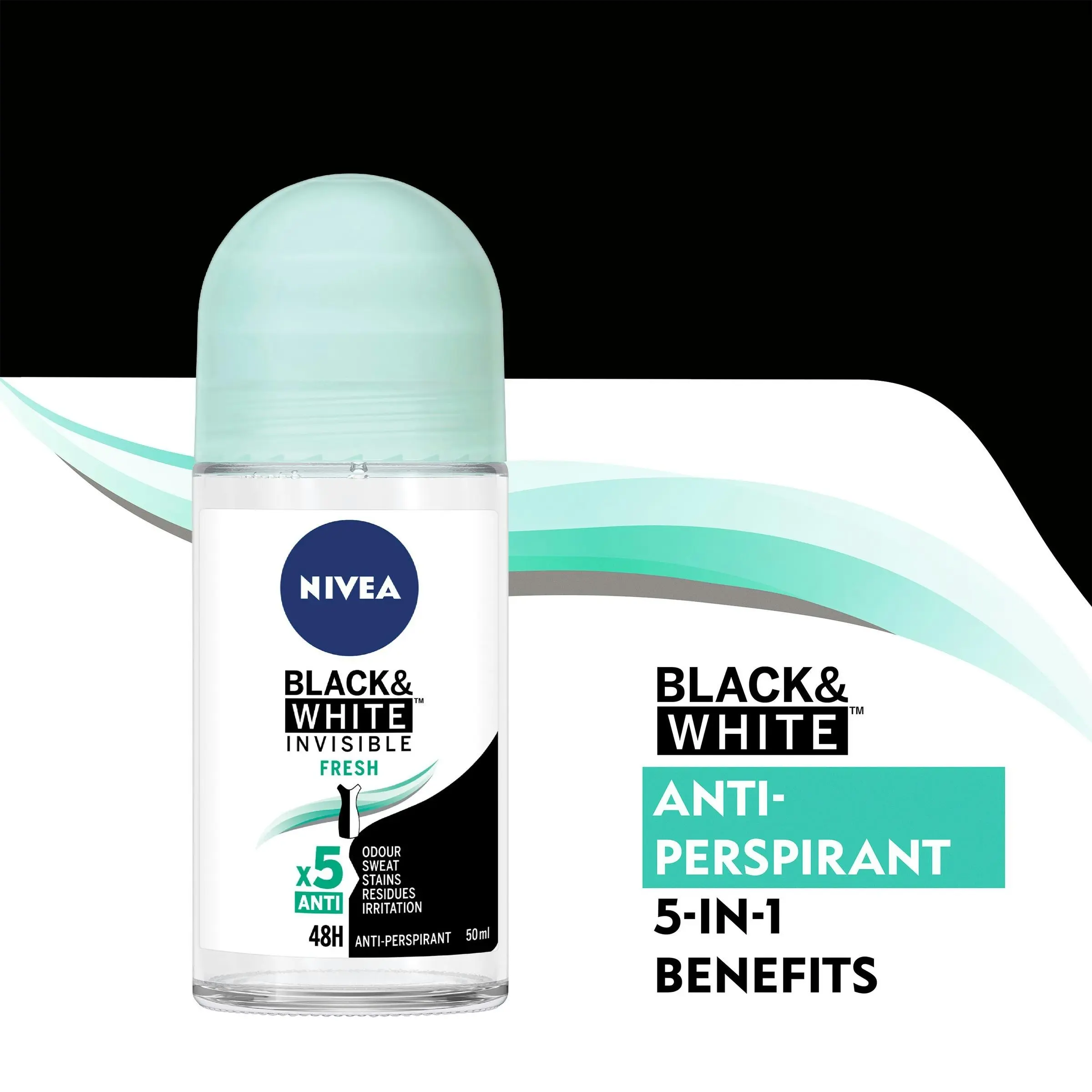 Nivea Deodorant Roll On Black And White Fresh 50mL