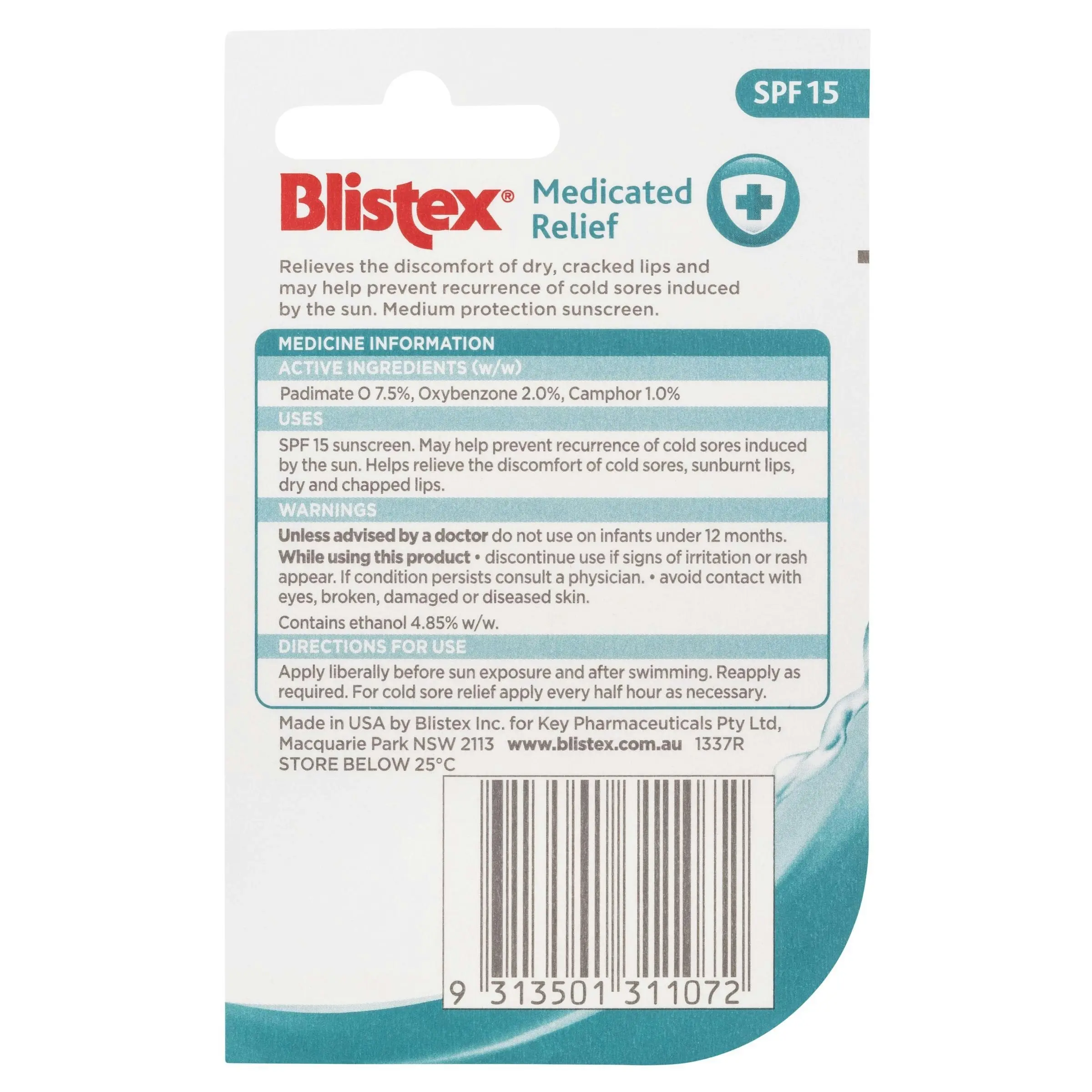 Blistex Medicated Relief SPF15 6g