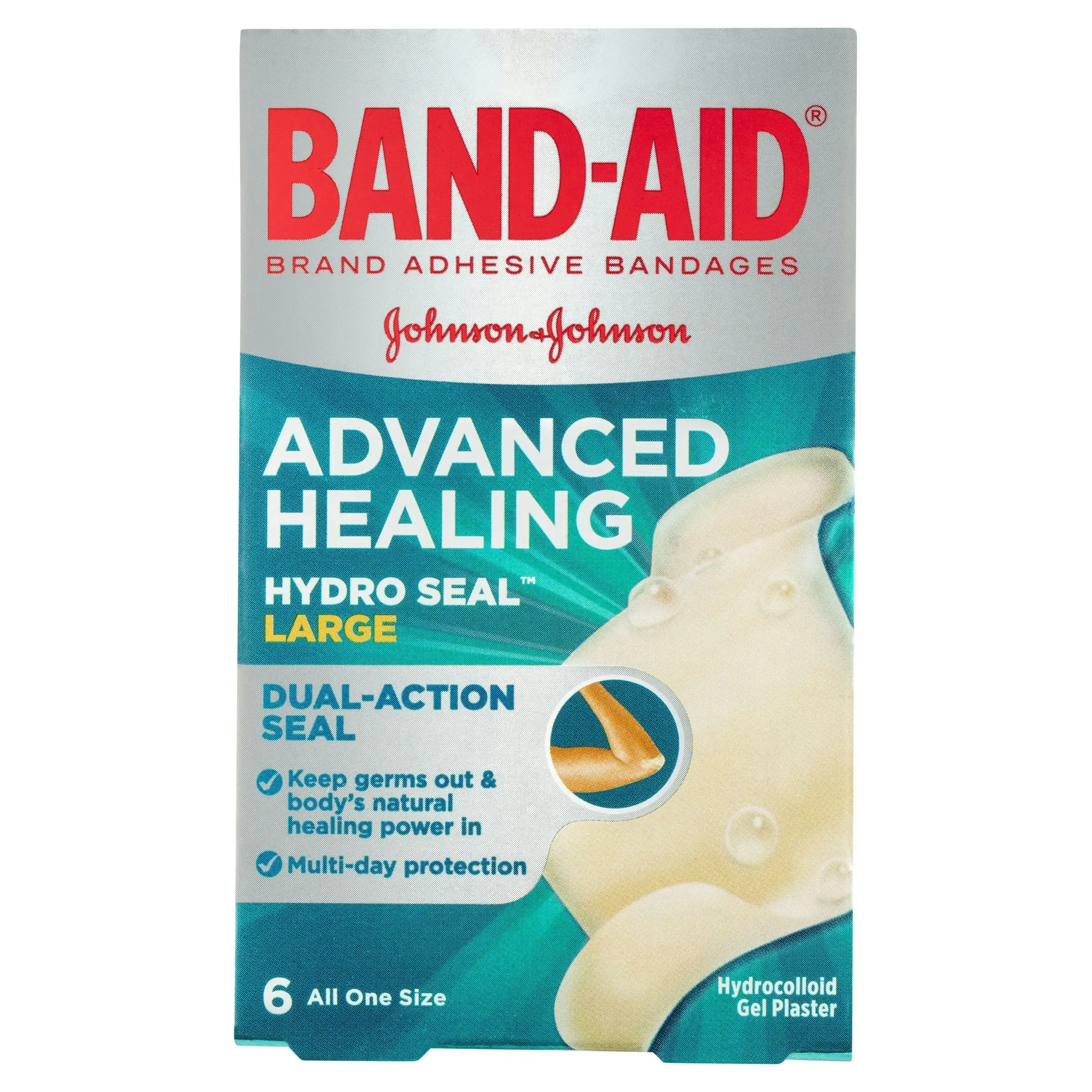 BAND-AID Advanced Healing Hydro Seal Gel Plasters Large 6 Pack