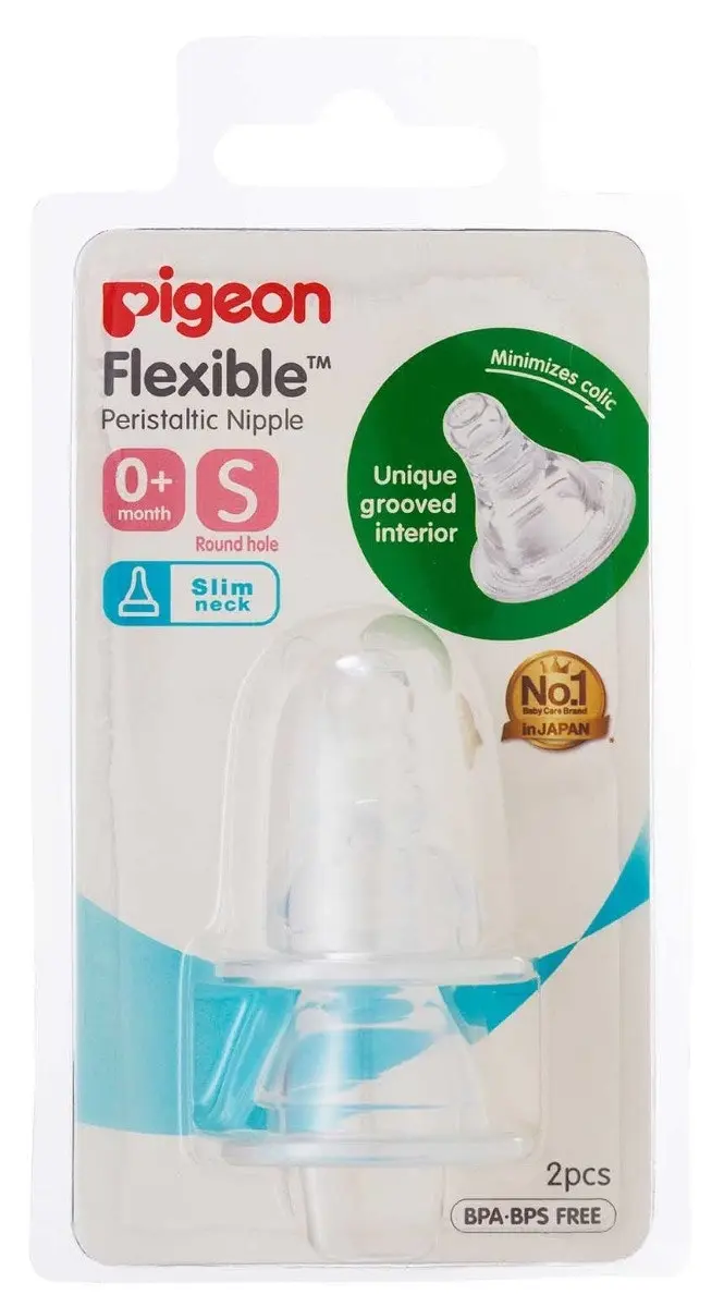 PIGEON Peristaltic Slim Neck Teat Small 2 Pack