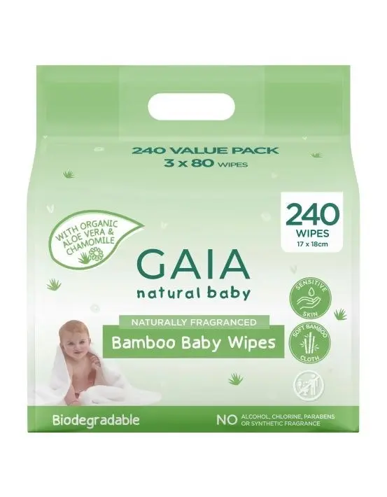 Gaia Natural Baby Bamboo Wipes 240 Pack