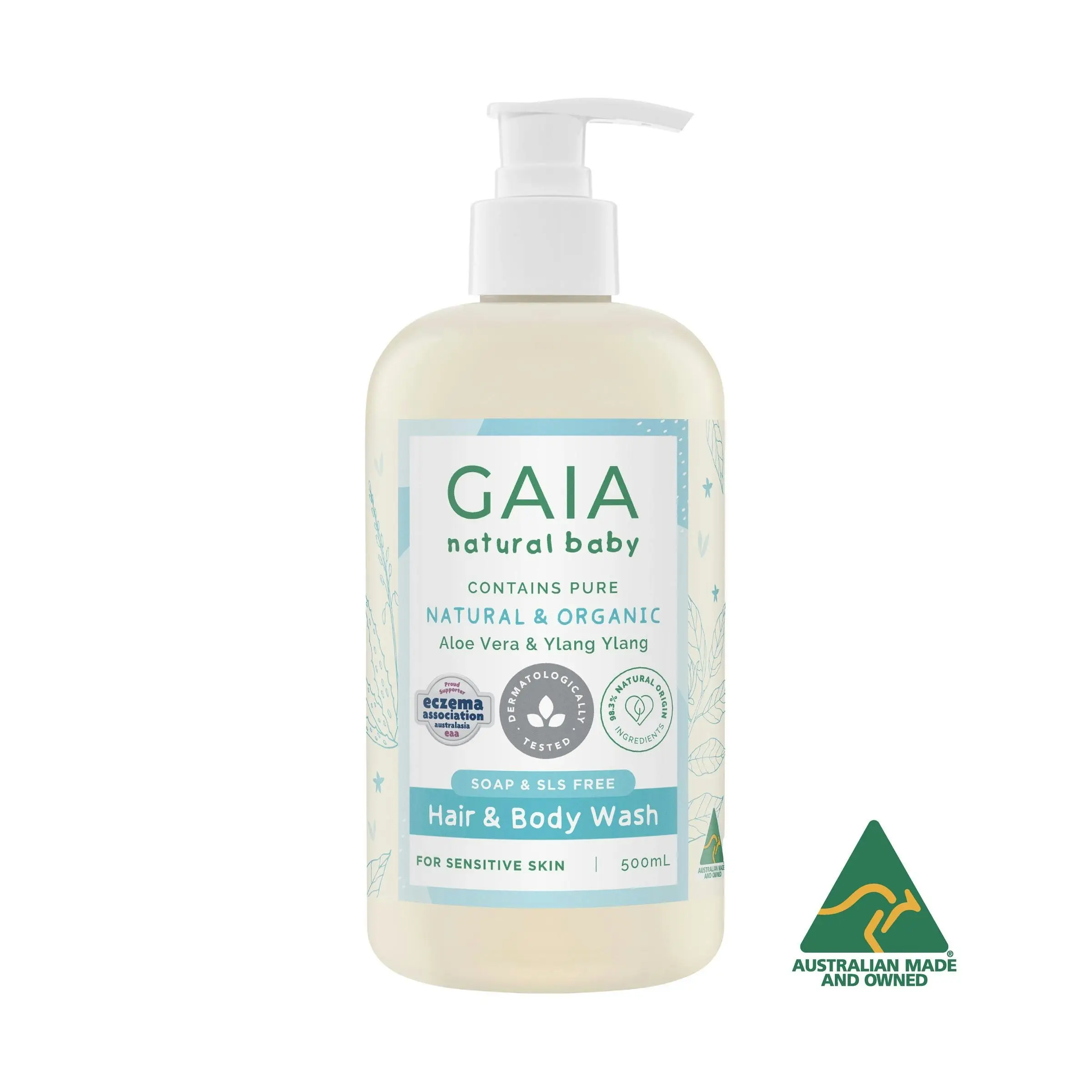 Gaia Natural Baby Hair & Body Wash 500mL