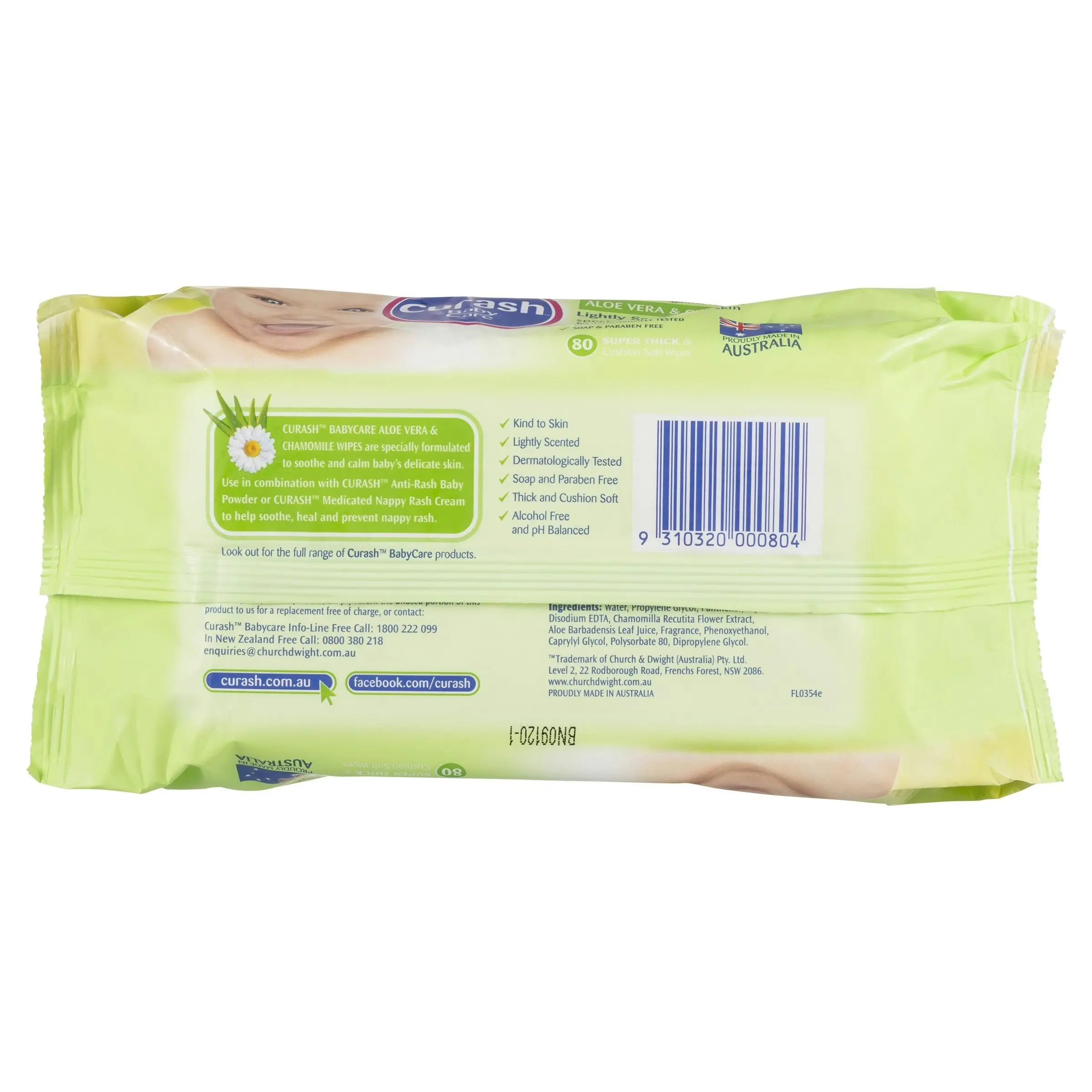 Curash Wipes Aloe And Chamomile 80 Pack