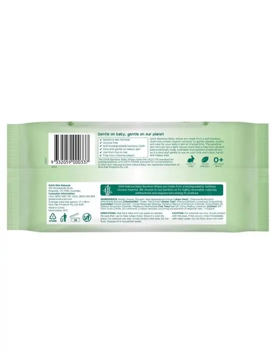 Gaia Natural Baby Bamboo Wipes 80 Pack