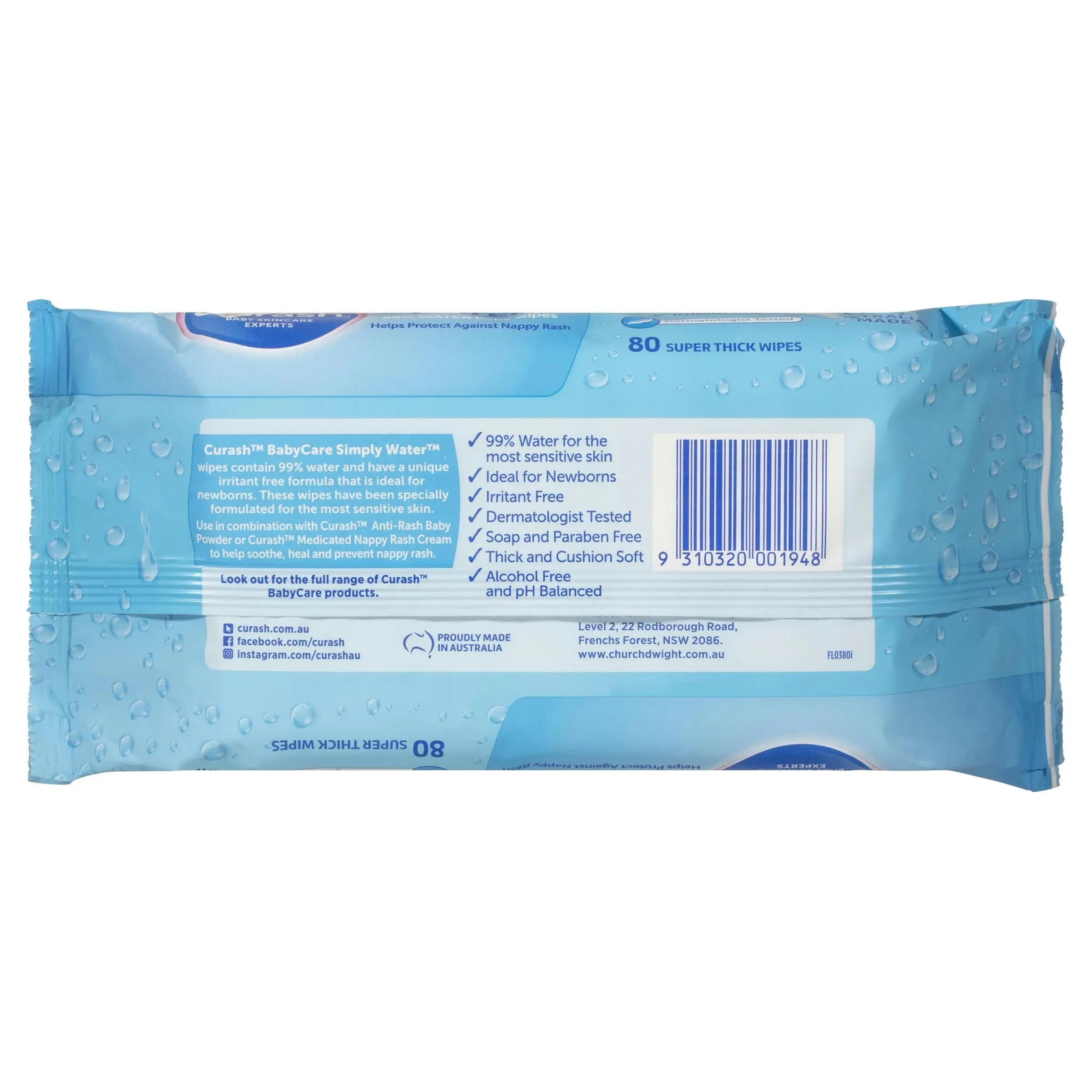 Curash Water Wipes 80 Pack