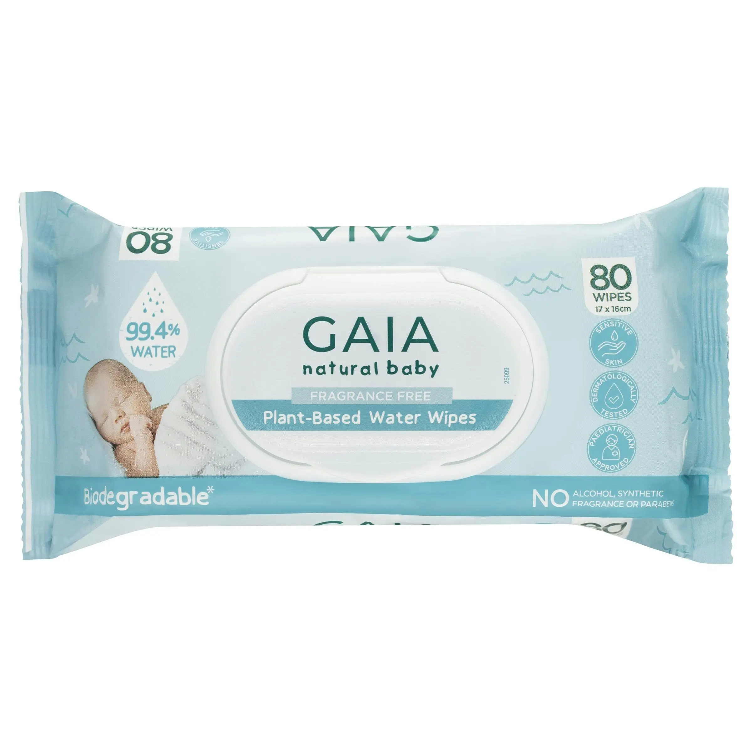 Gaia Natural Baby Plant-Based Water Wipes 80 Pack