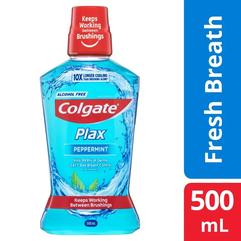 Colgate Plax Alcohol Free Antibacterial Mouthwash Peppermint 500mL