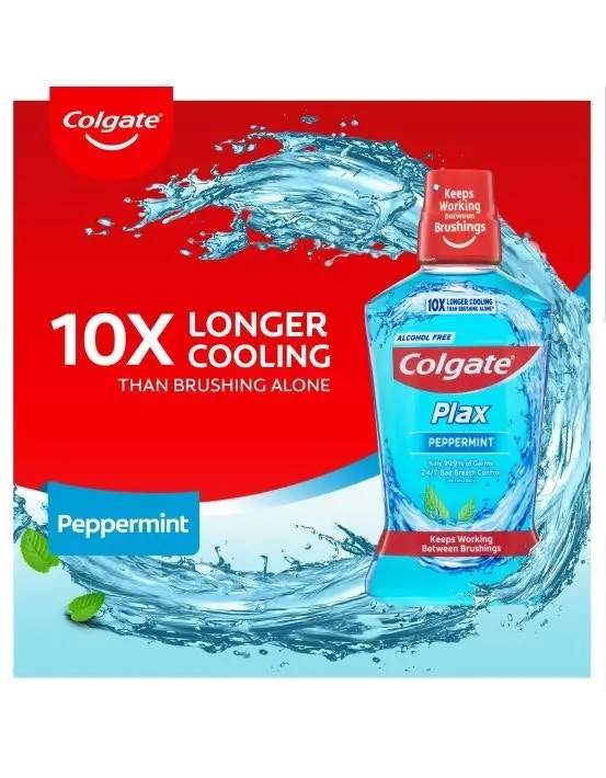 Colgate Plax Alcohol Free Antibacterial Mouthwash Peppermint 500mL