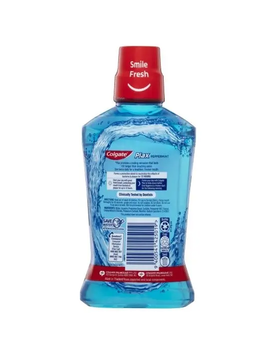 Colgate Plax Alcohol Free Antibacterial Mouthwash Peppermint 500mL