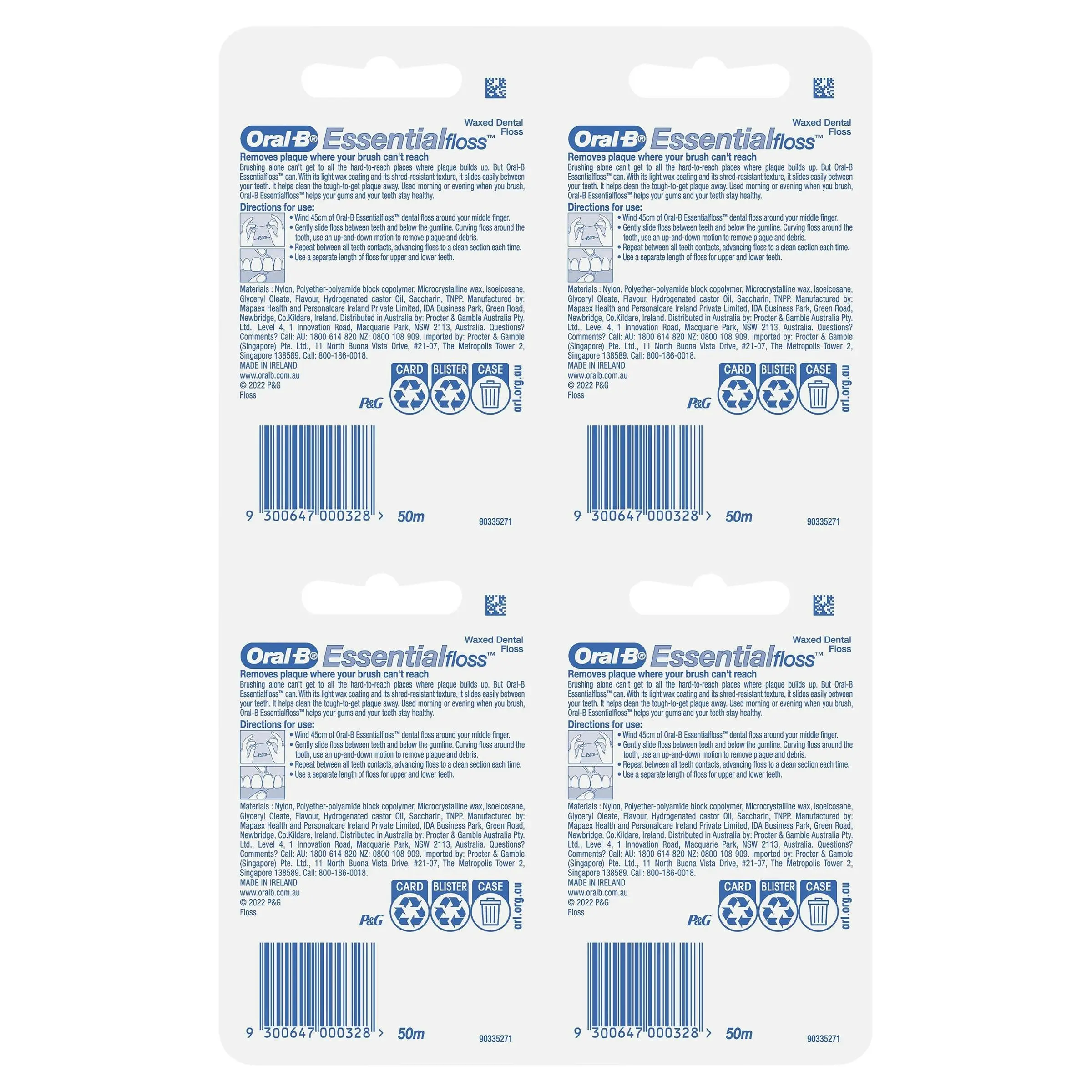 Oral B EssentialFloss Waxed Dental Floss 50m