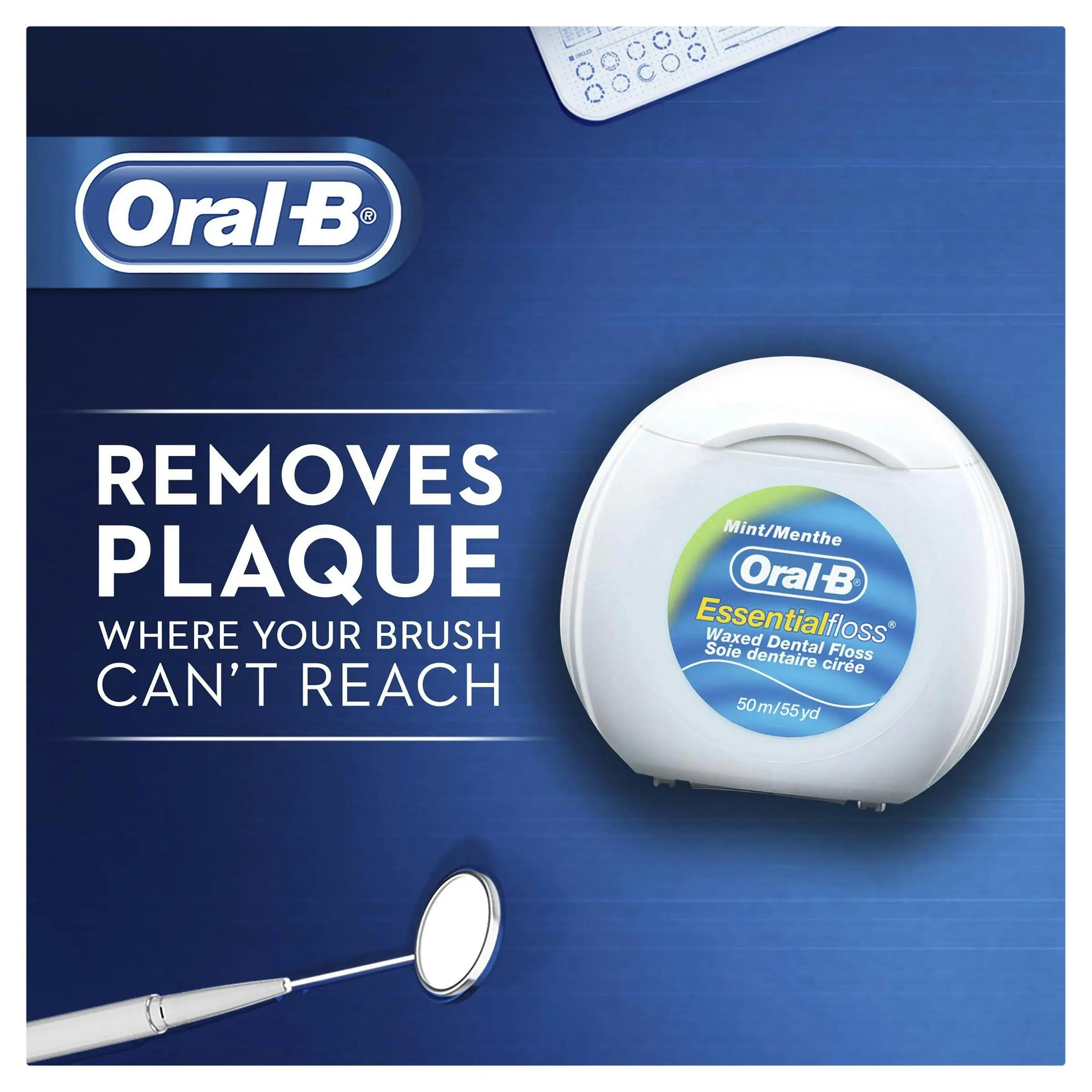 Oral B EssentialFloss Waxed Dental Floss 50m