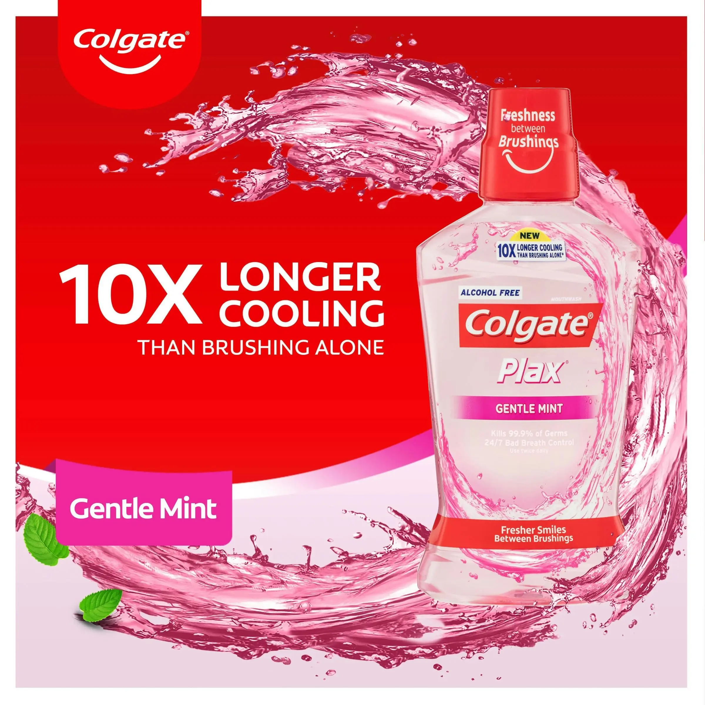 Colgate Plax Alcohol Free Antibacterial Mouthwash Gentle Care 500mL