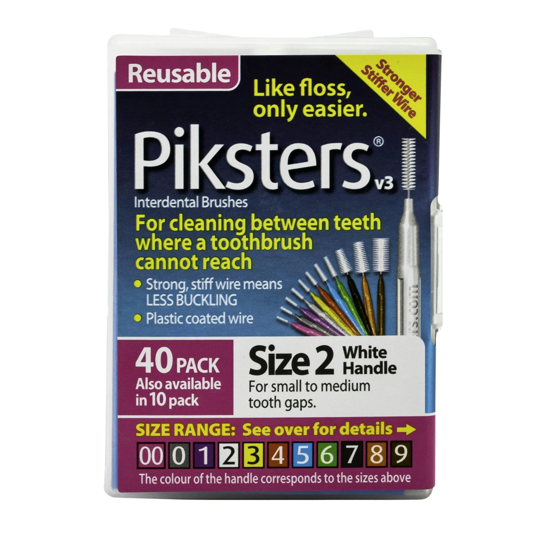 Piksters Interdental Brush Size 2 White 40 Pack